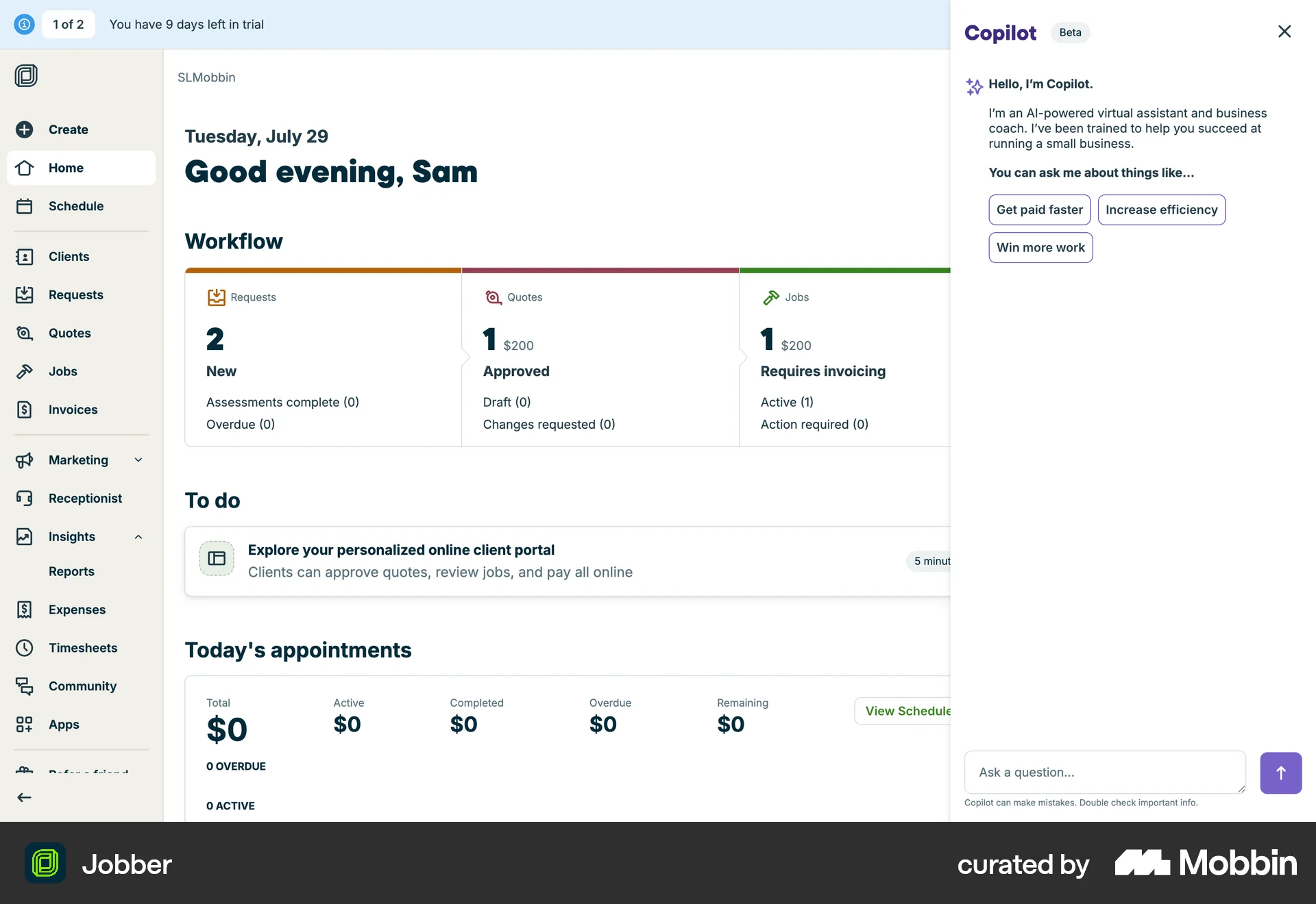 Jobber Web Suggestions & Similar Items screen