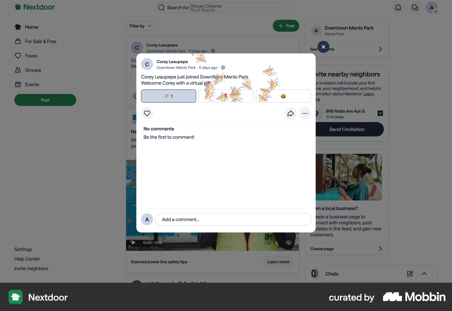 Nextdoor Web Like & Upvote screen