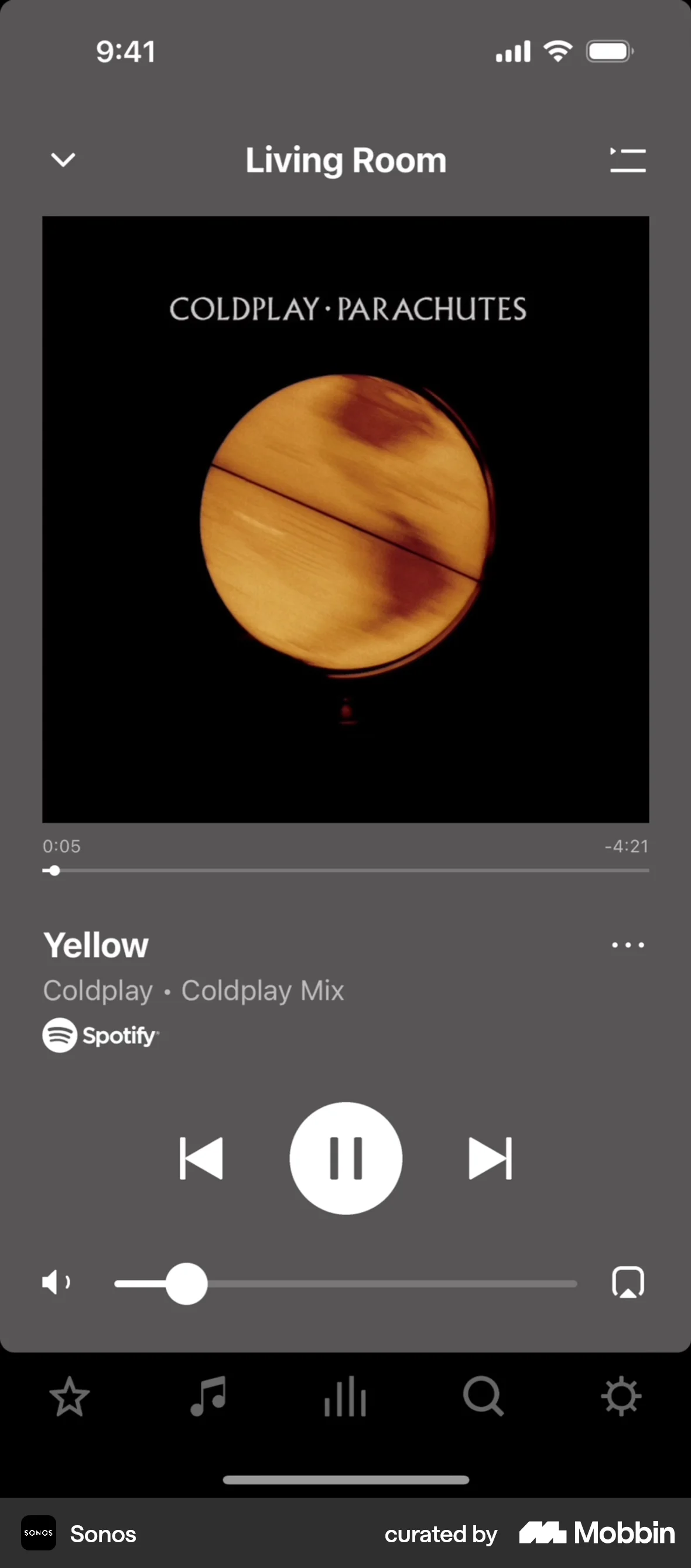 Sonos iOS Audio Player screen