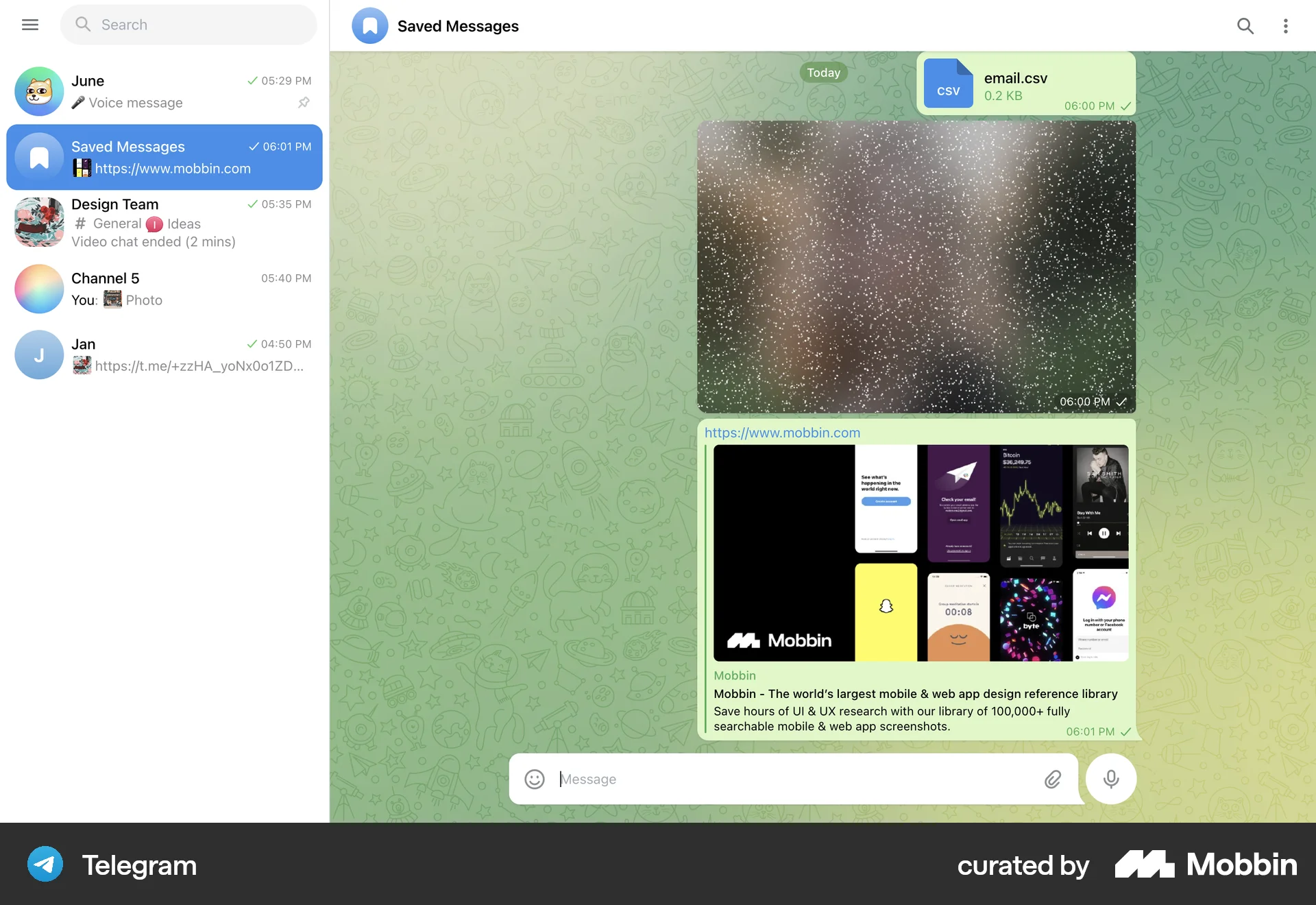 Telegram Web Communication App screen