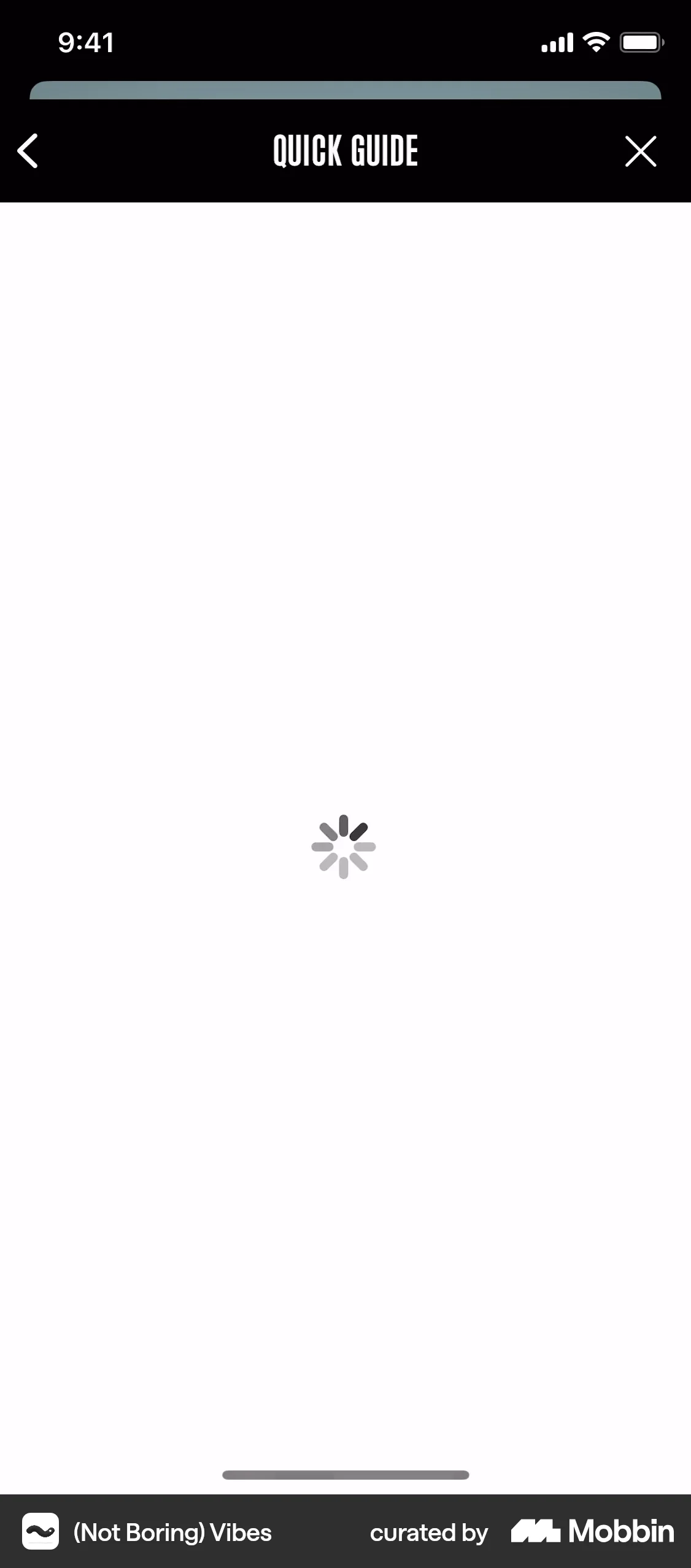 (Not Boring) Vibes iOS screen containing Spinner UI UI element