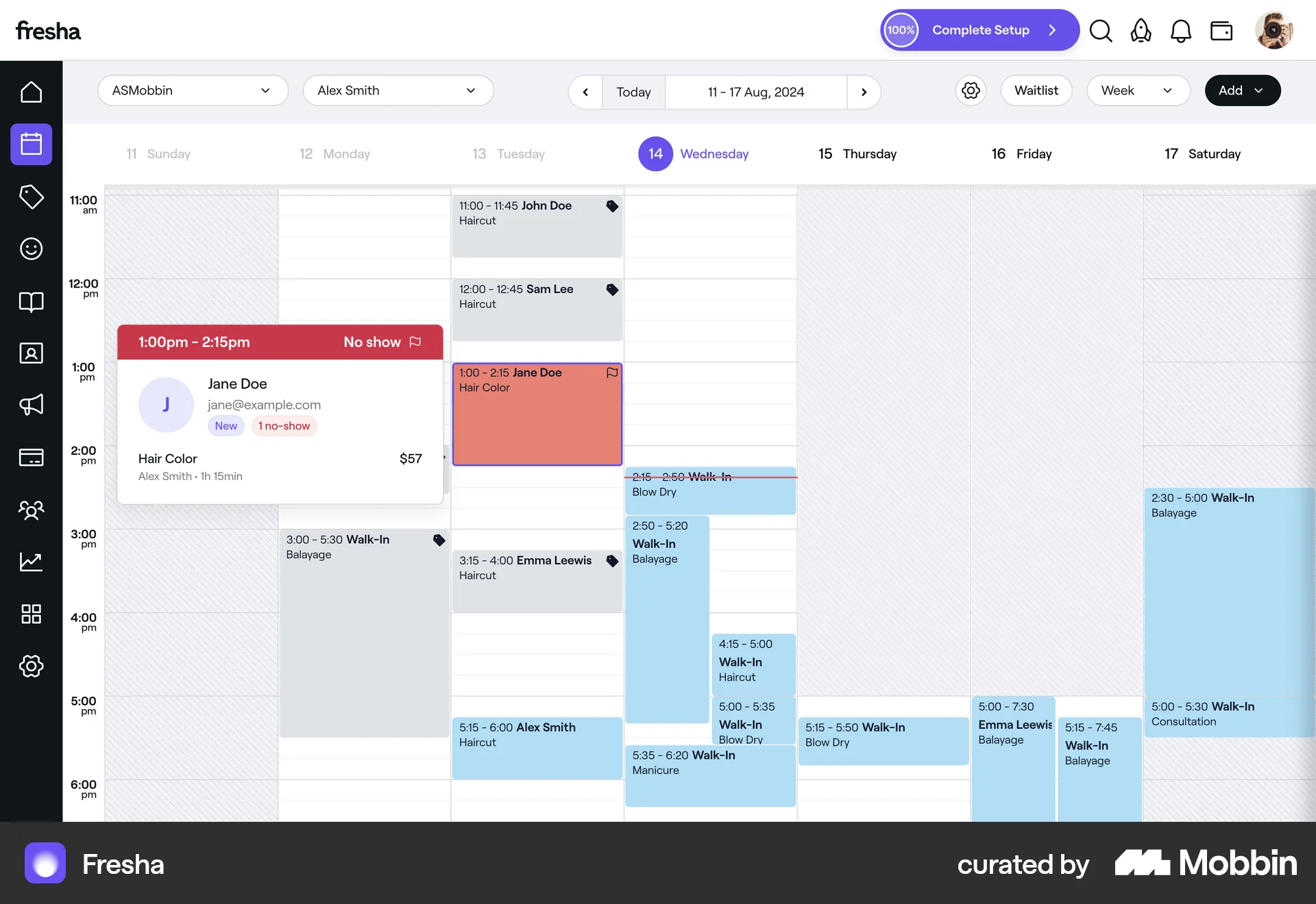 Fresha Web Event Detail screen