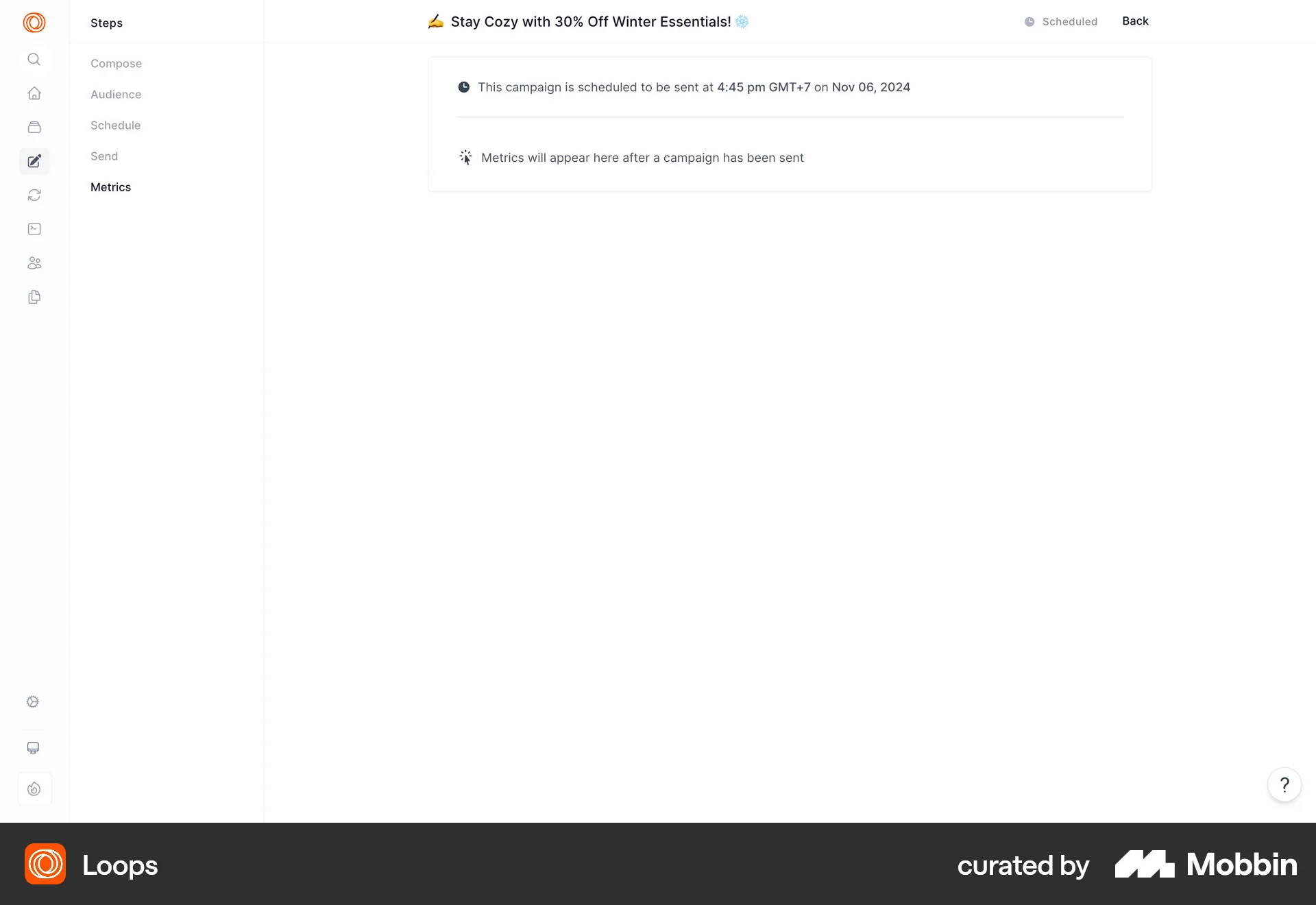 Loops Web Empty State screen