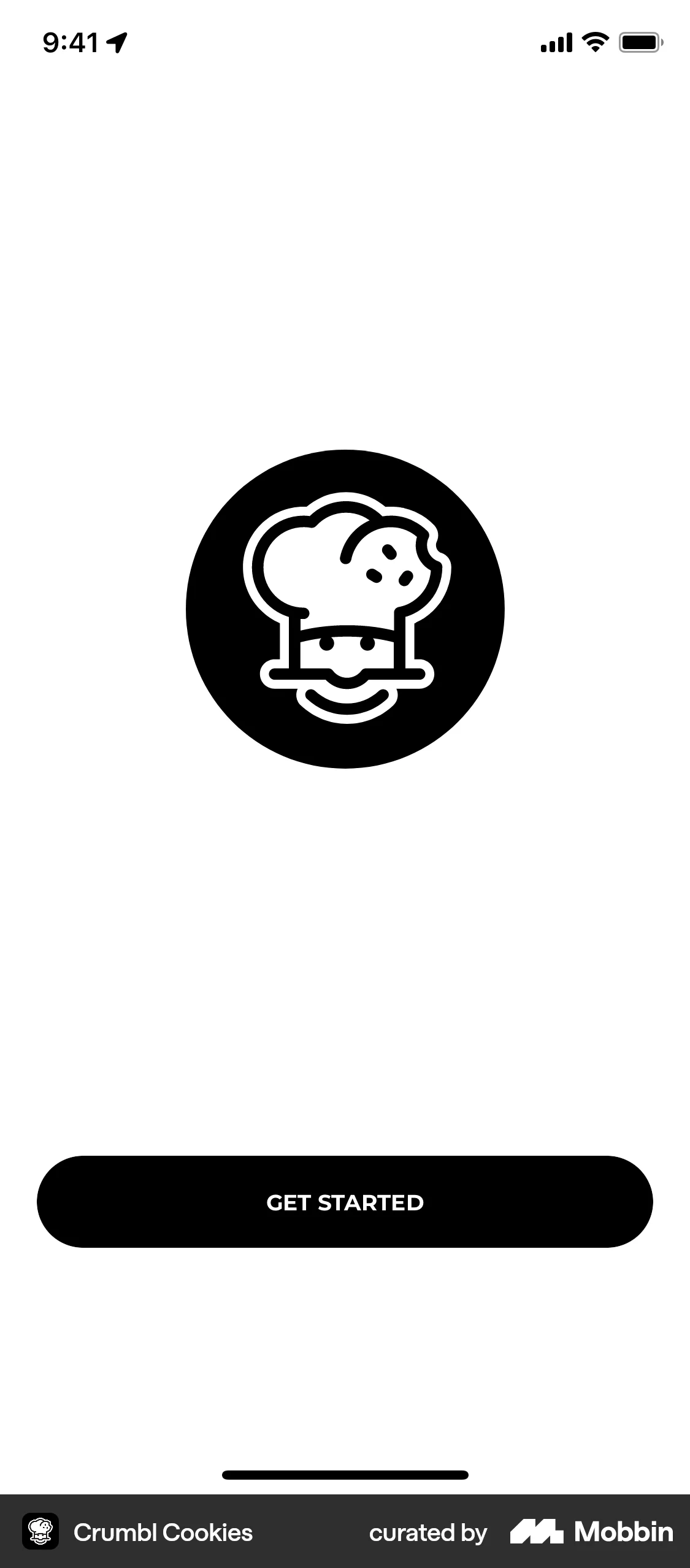 Crumbl Cookies iOS Welcome & Get Started screen