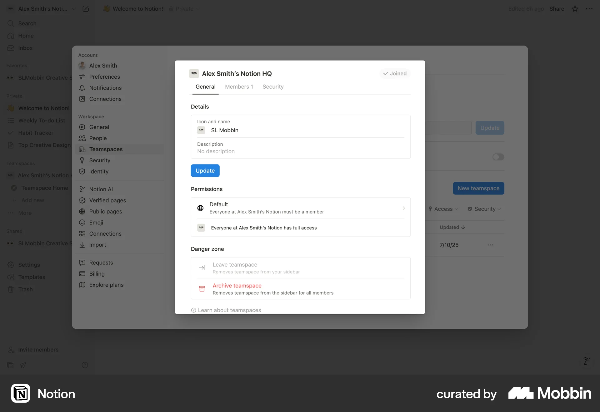 Notion Web Settings & Preferences screen