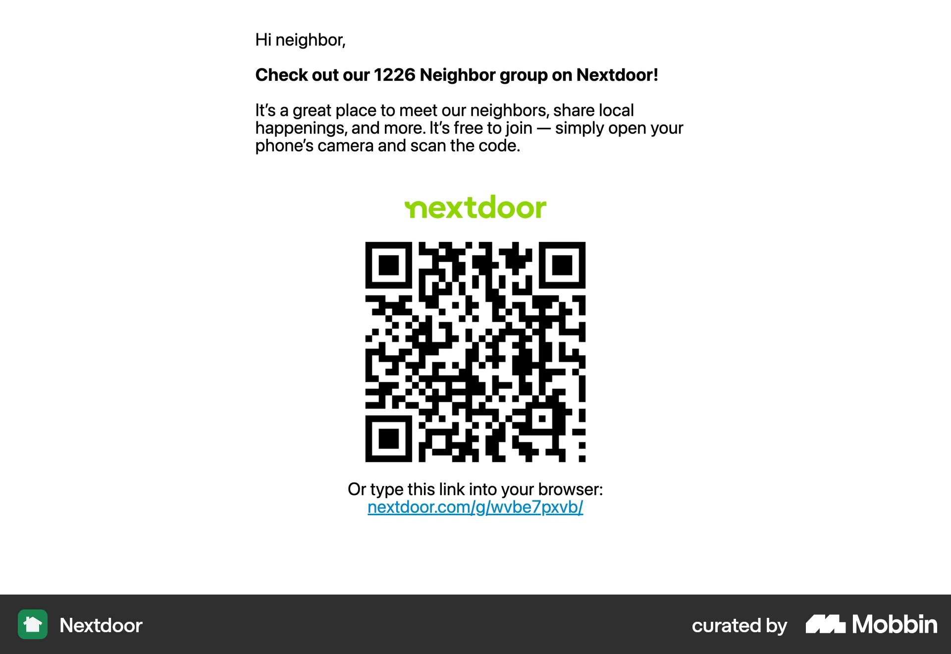 Nextdoor Web QR Code screen