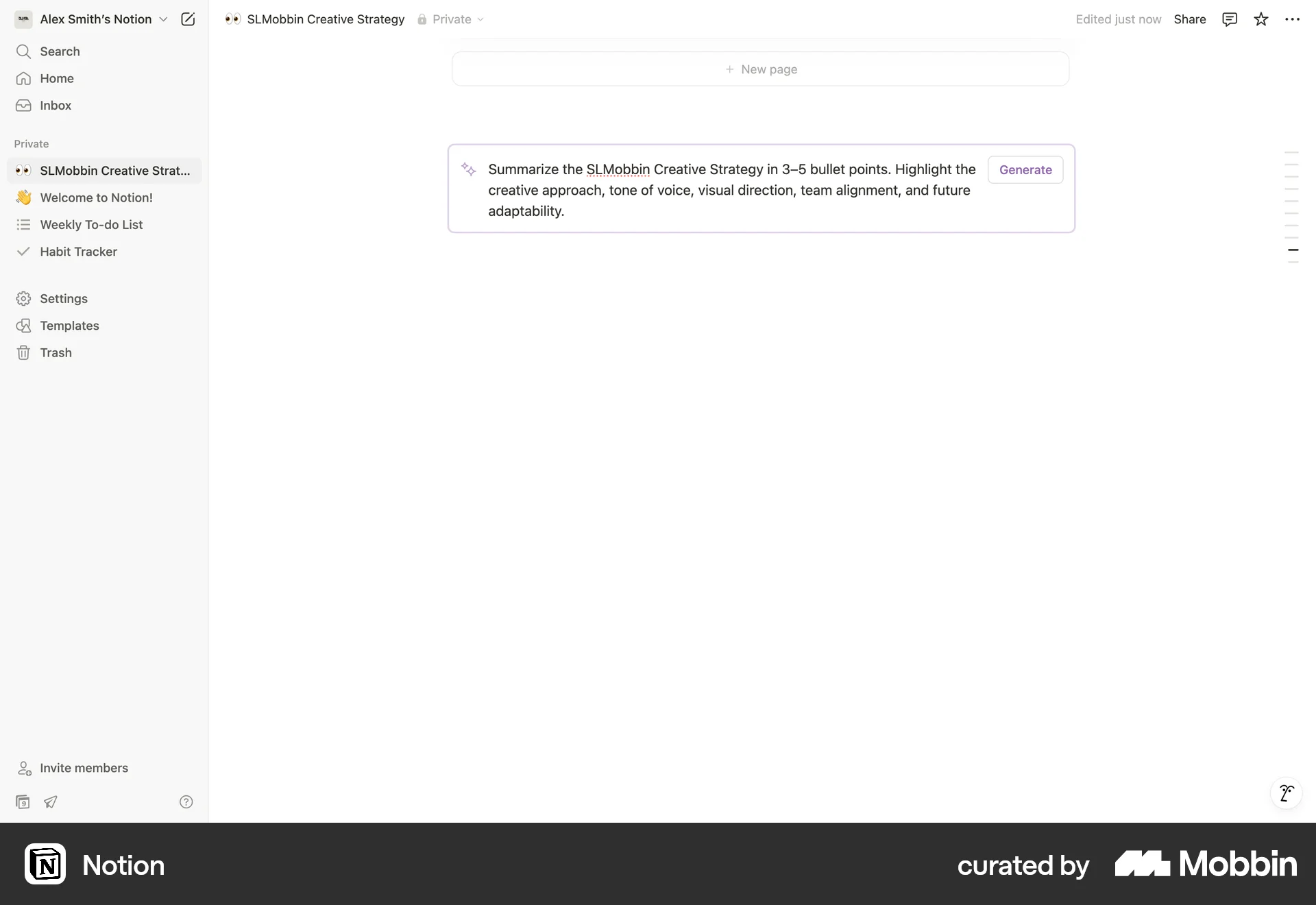 Notion Web screen containing Text Field UI element