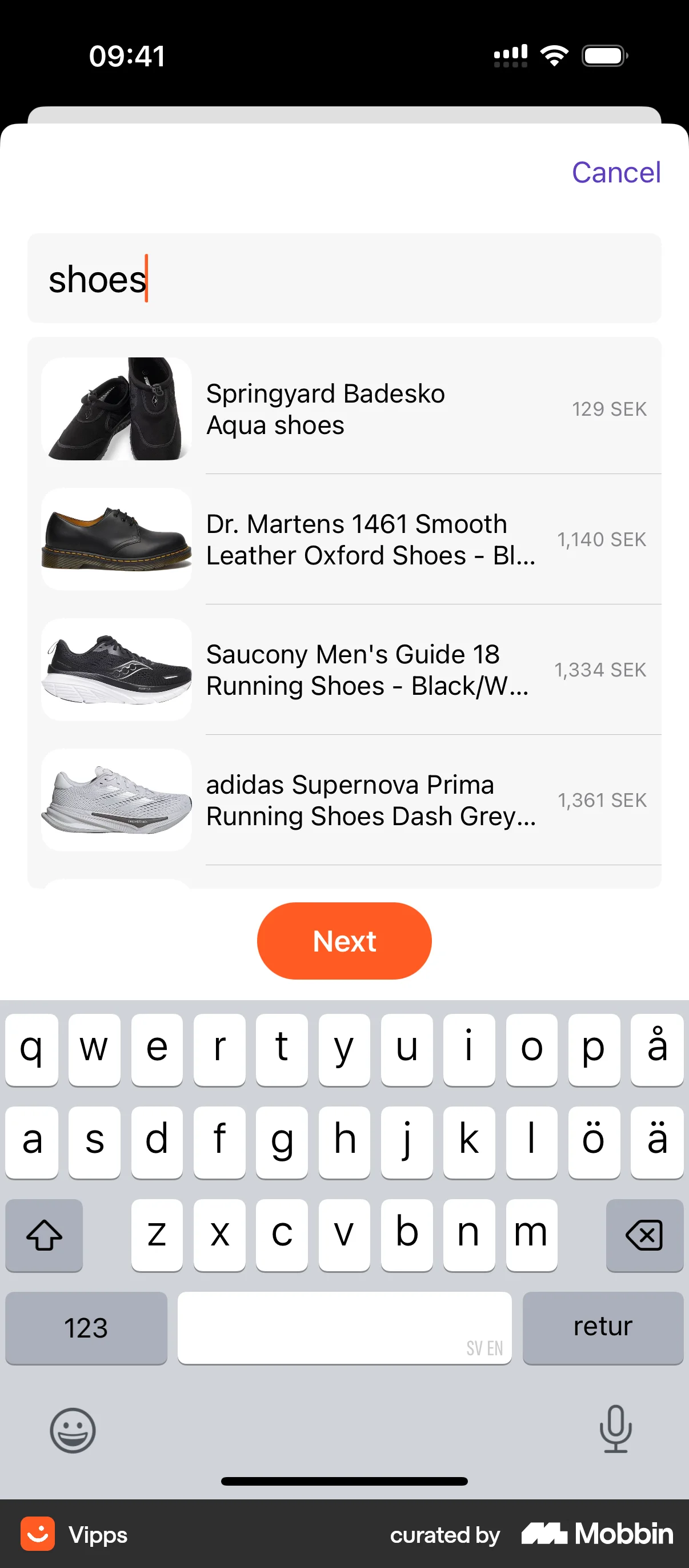Vipps iOS Search screen