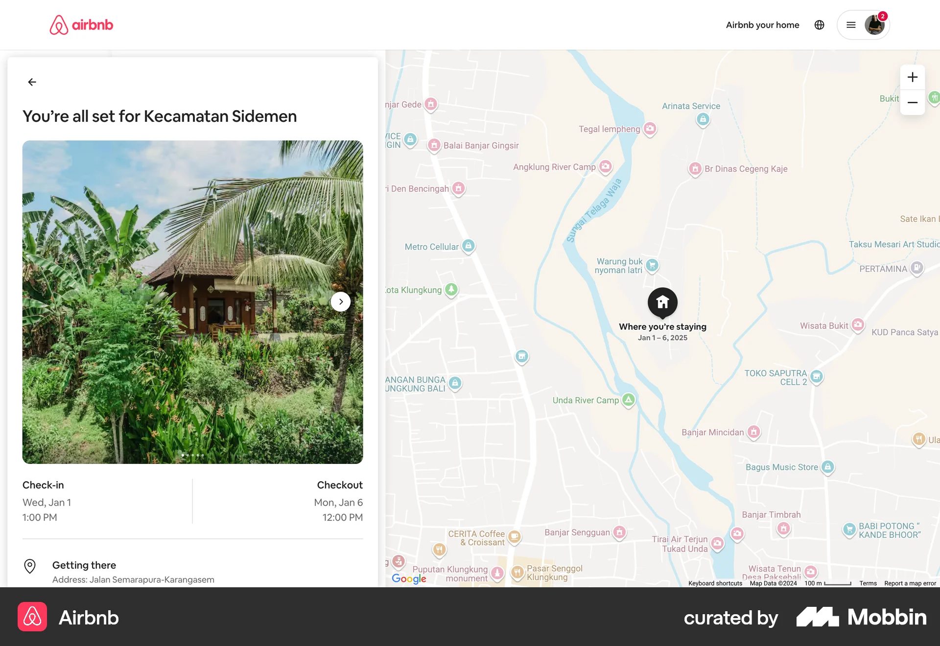 Airbnb Web Order Detail screen