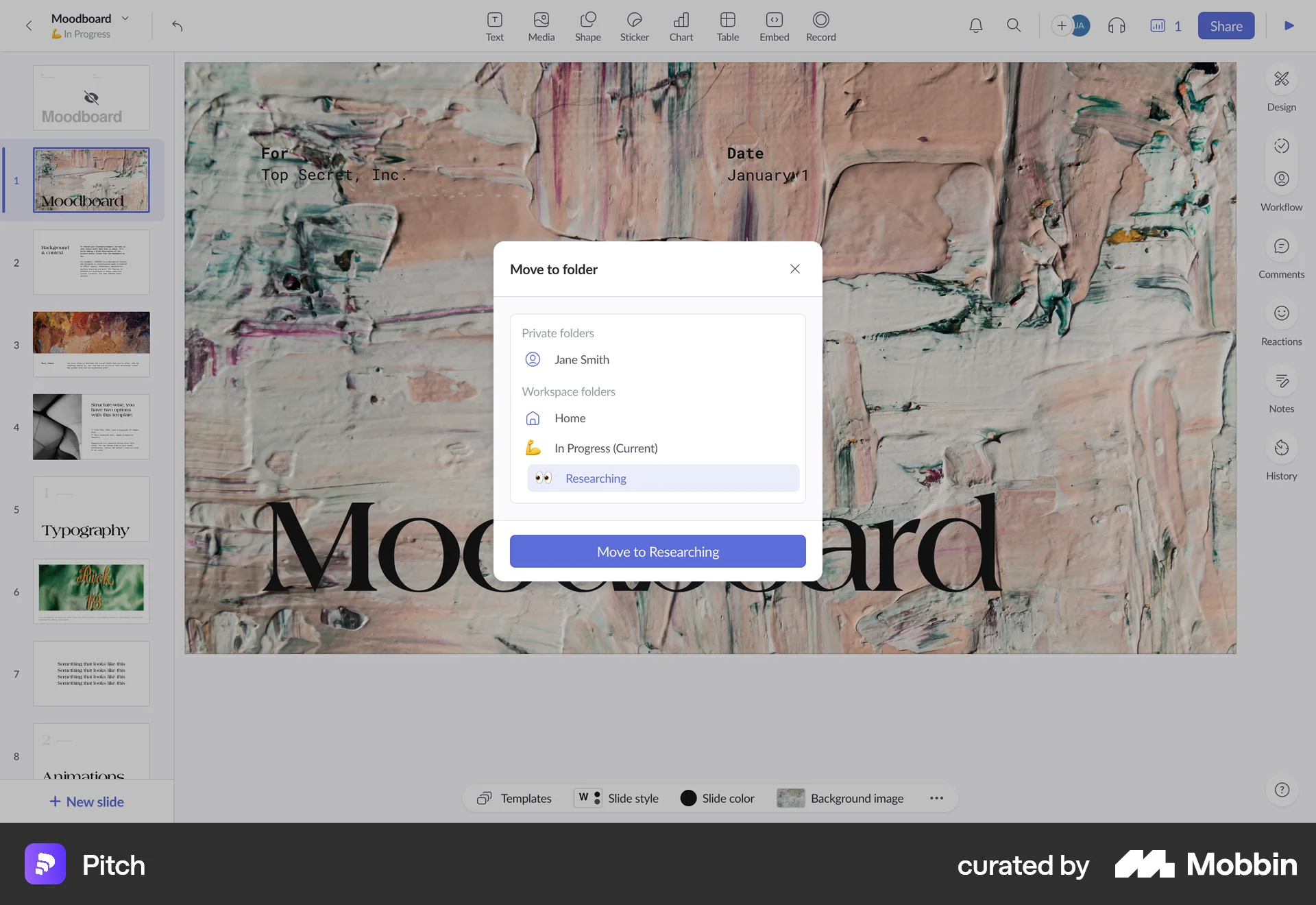 Pitch Web Move screen