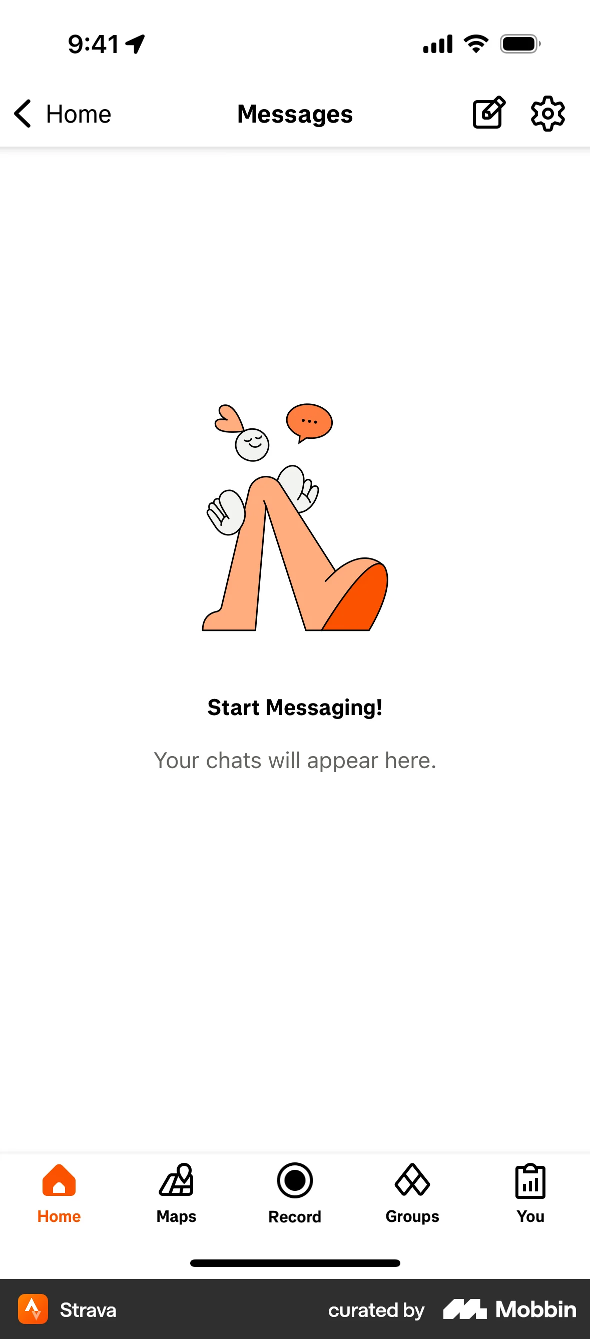Strava iOS Emails & Messages screen