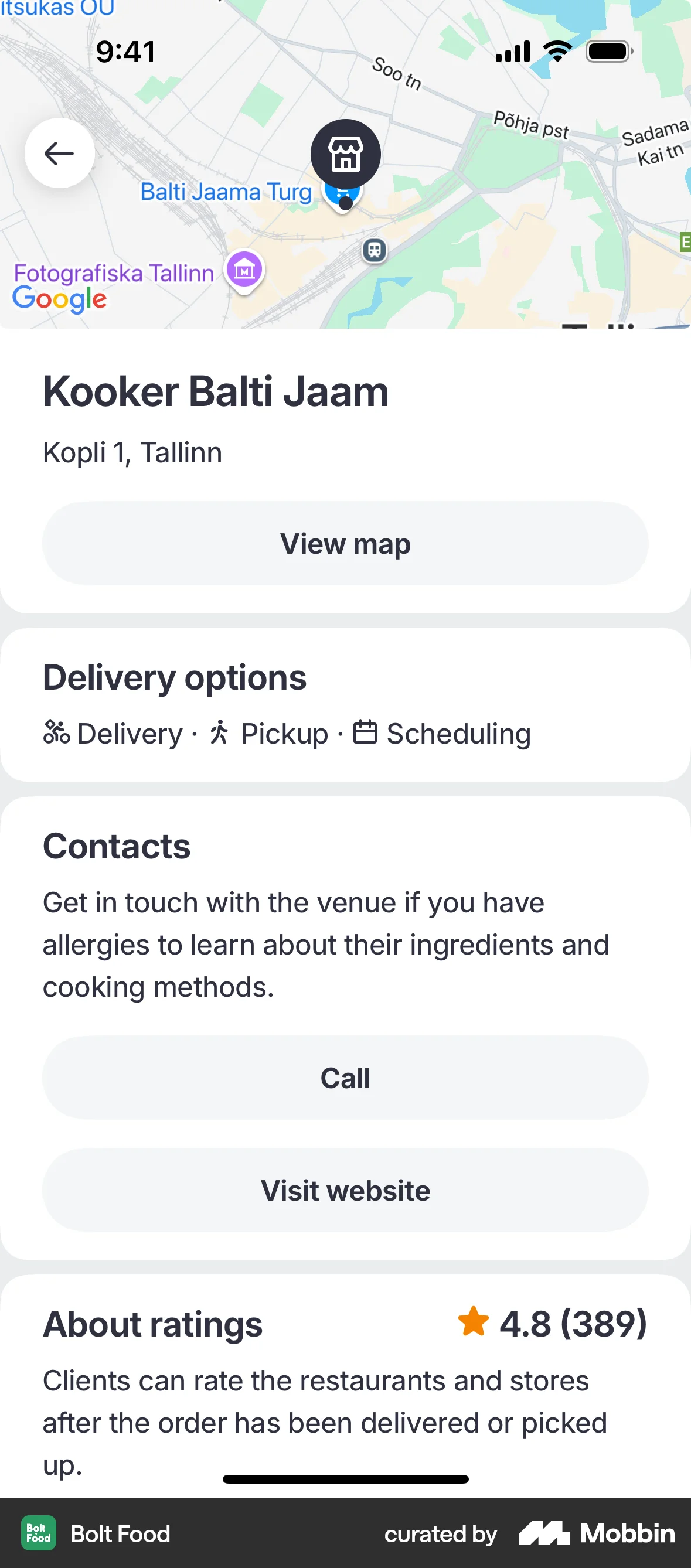 Bolt Food iOS Location & Address screen
