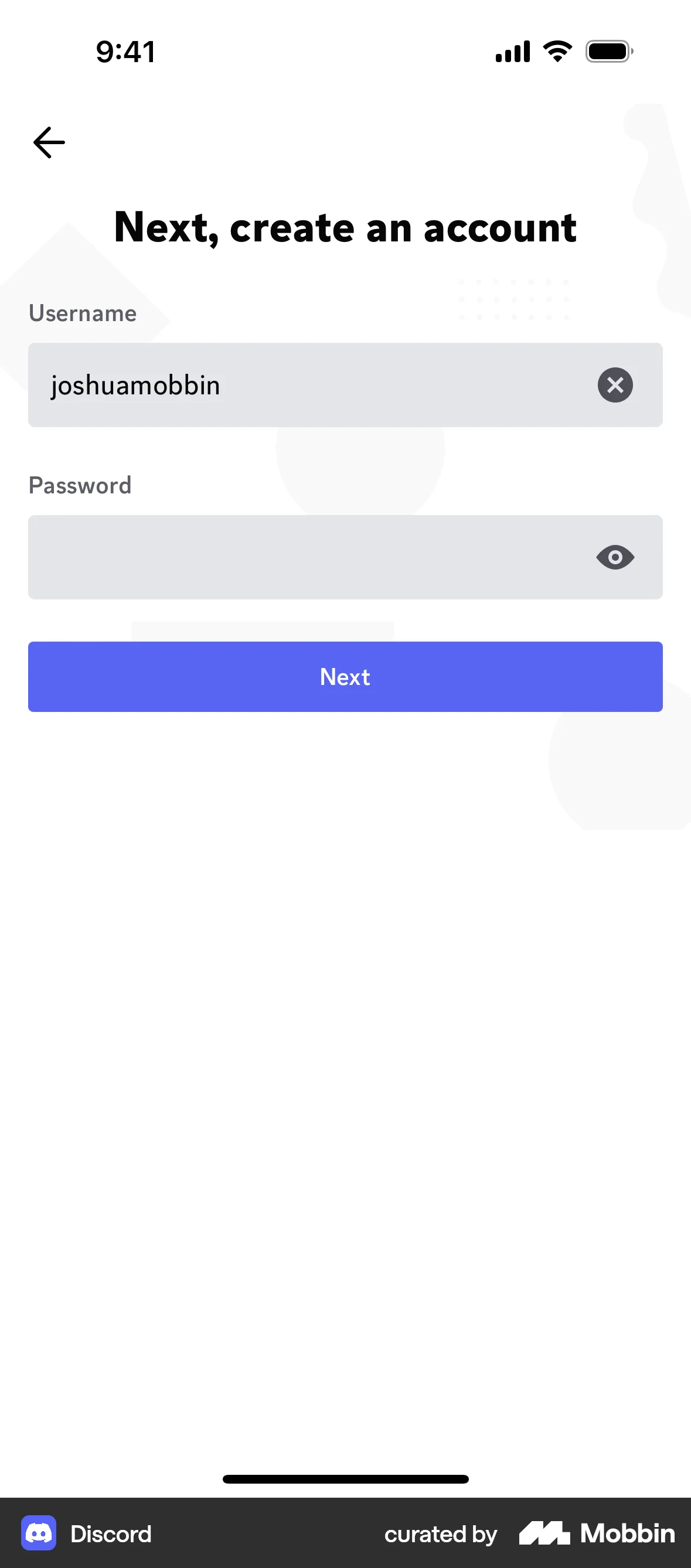 Discord iOS Signup screen