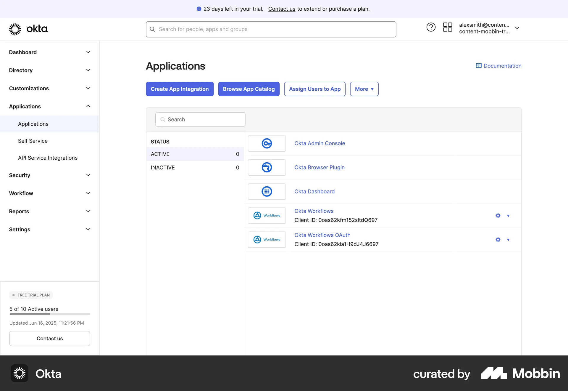 Okta Web screen containing Button UI element