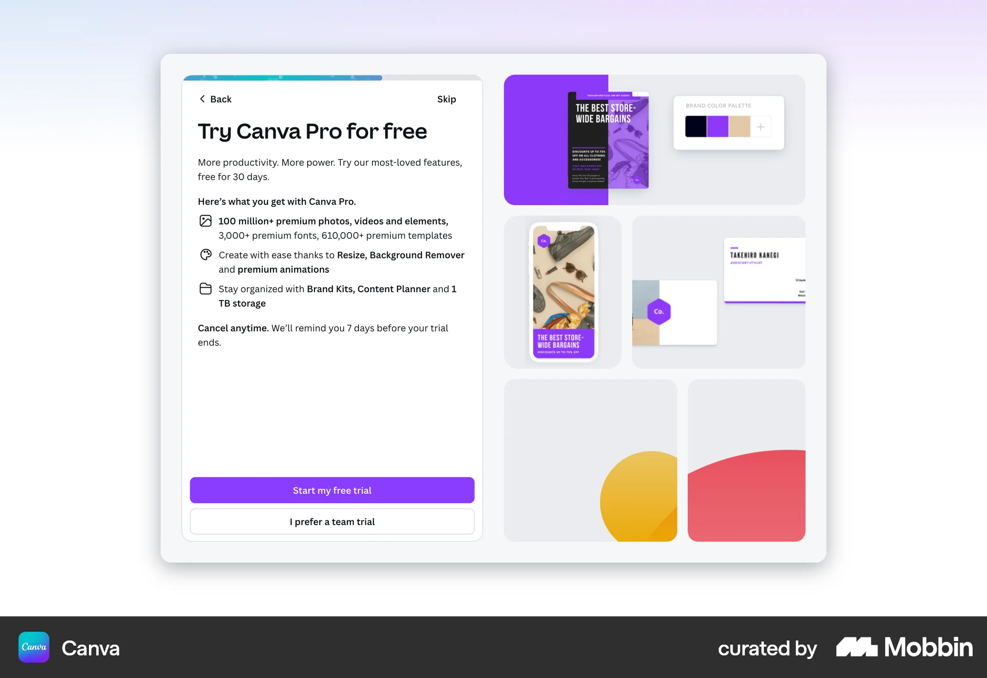 Canva Web Subscription & Paywall screen