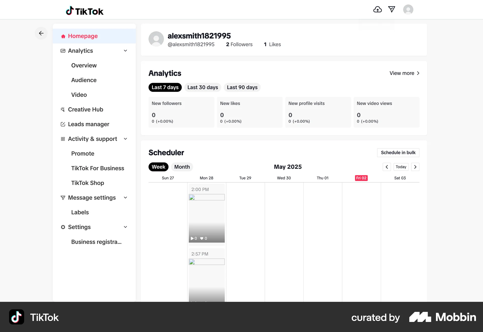 TikTok Web screen containing Tree UI element