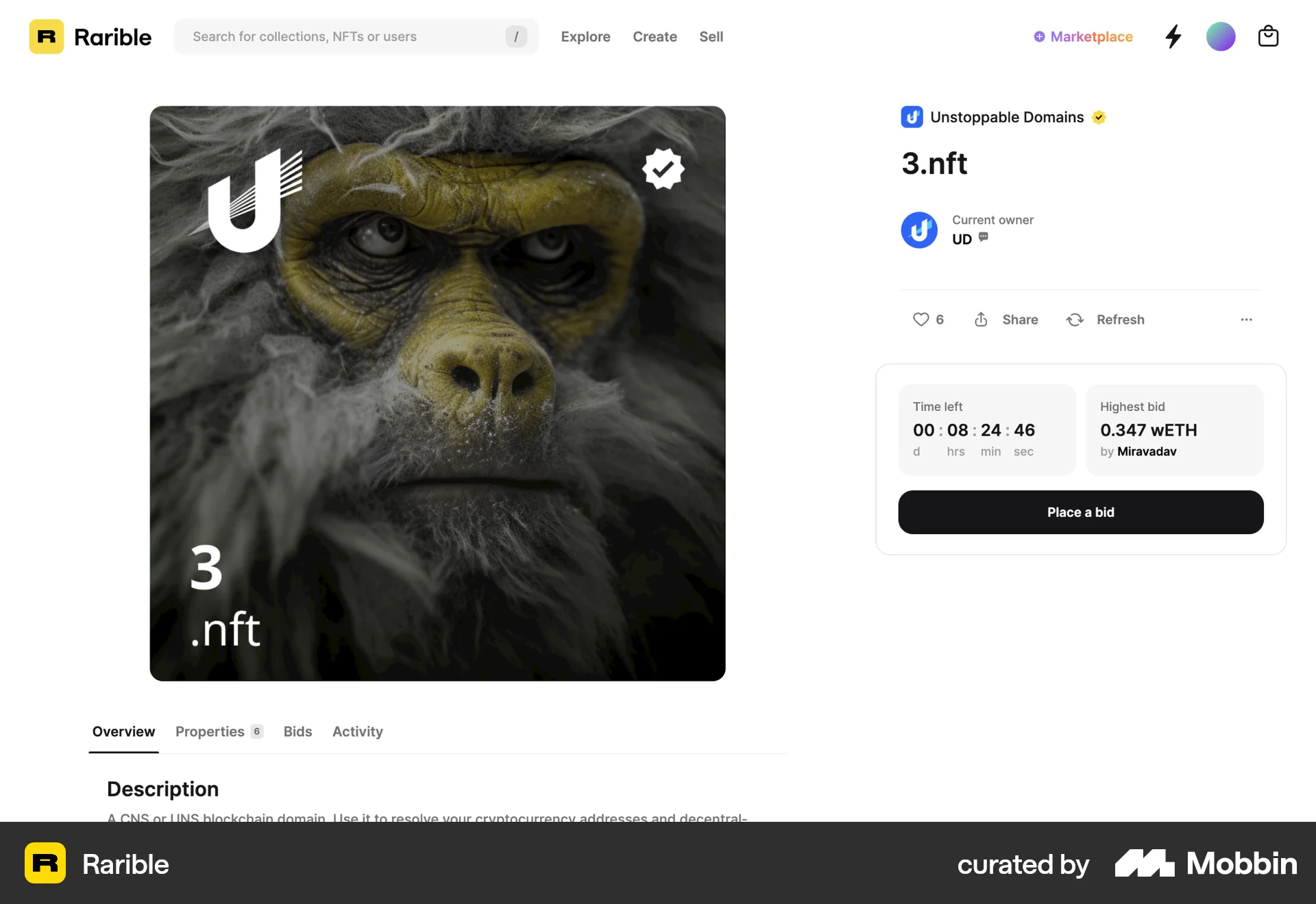 Rarible Web Timer & Clock screen