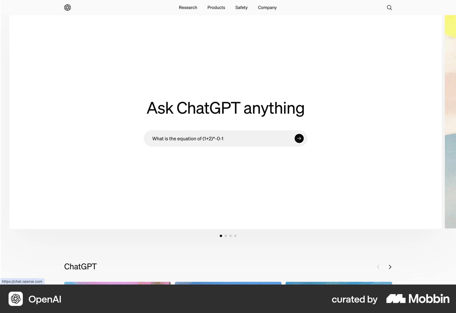 OpenAI Platform Web Other Action screen