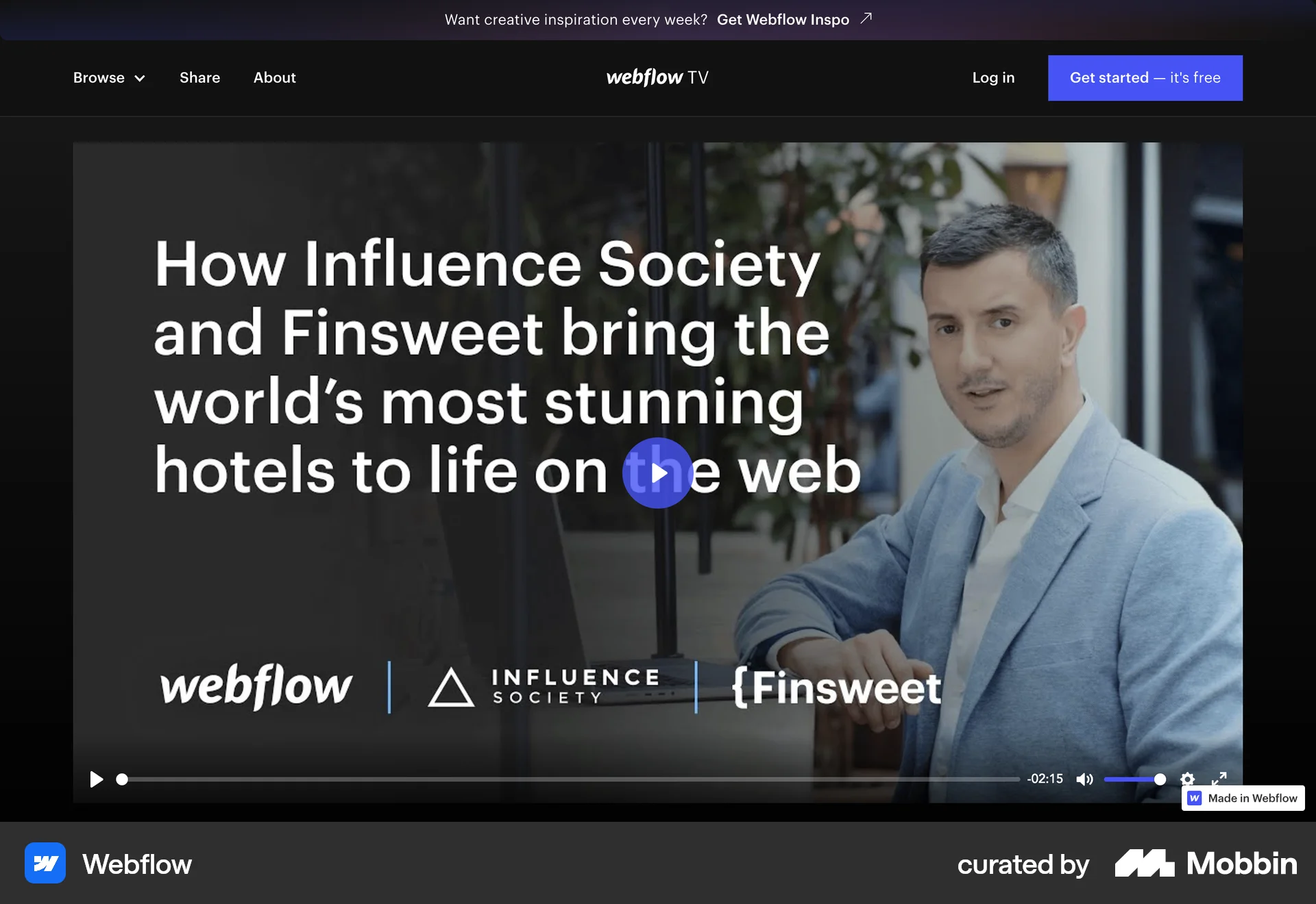 Webflow Web Video Player screen