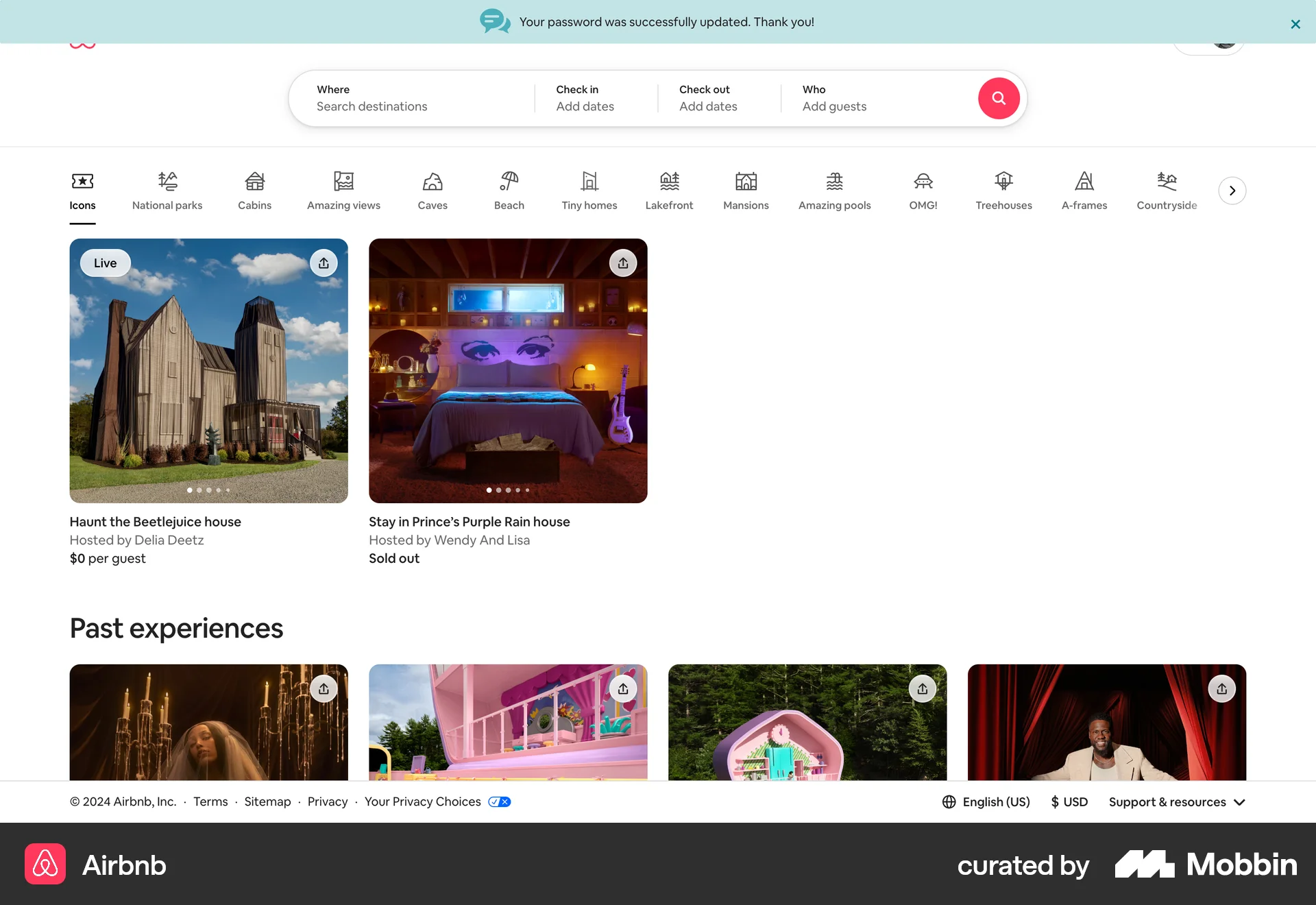 Airbnb Web Forgot Password screen