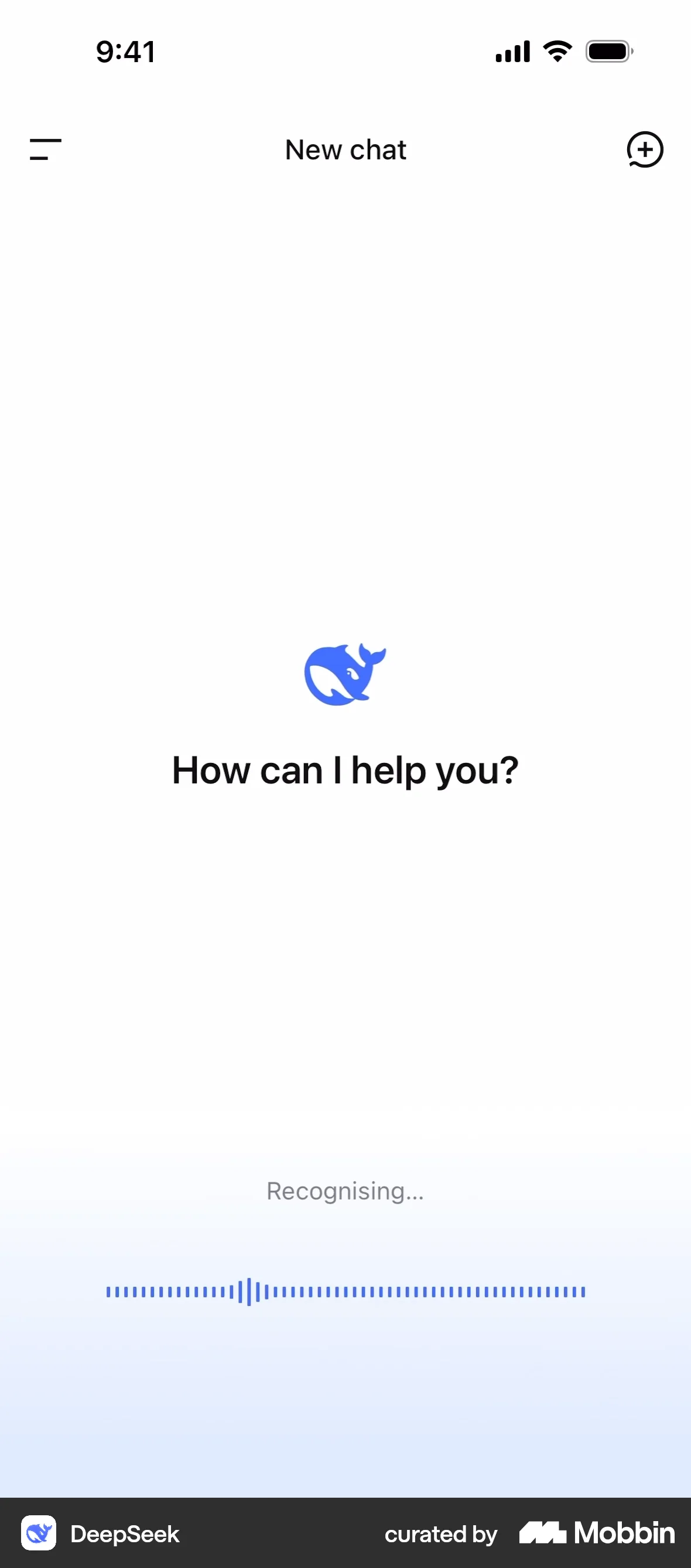 DeepSeek iOS Voice UI screen