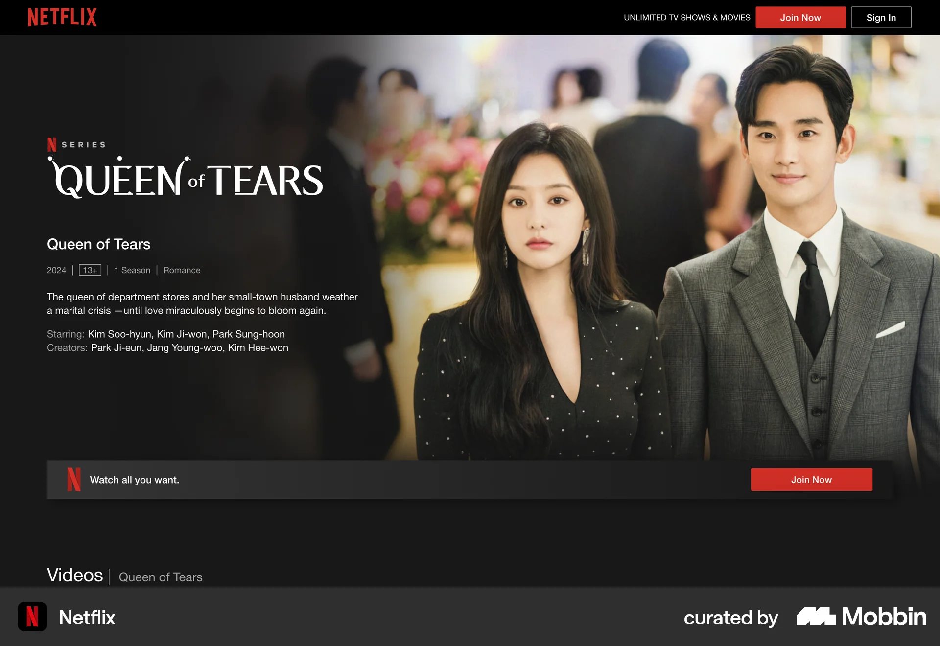 Netflix Web TV Show & Movie Detail screen