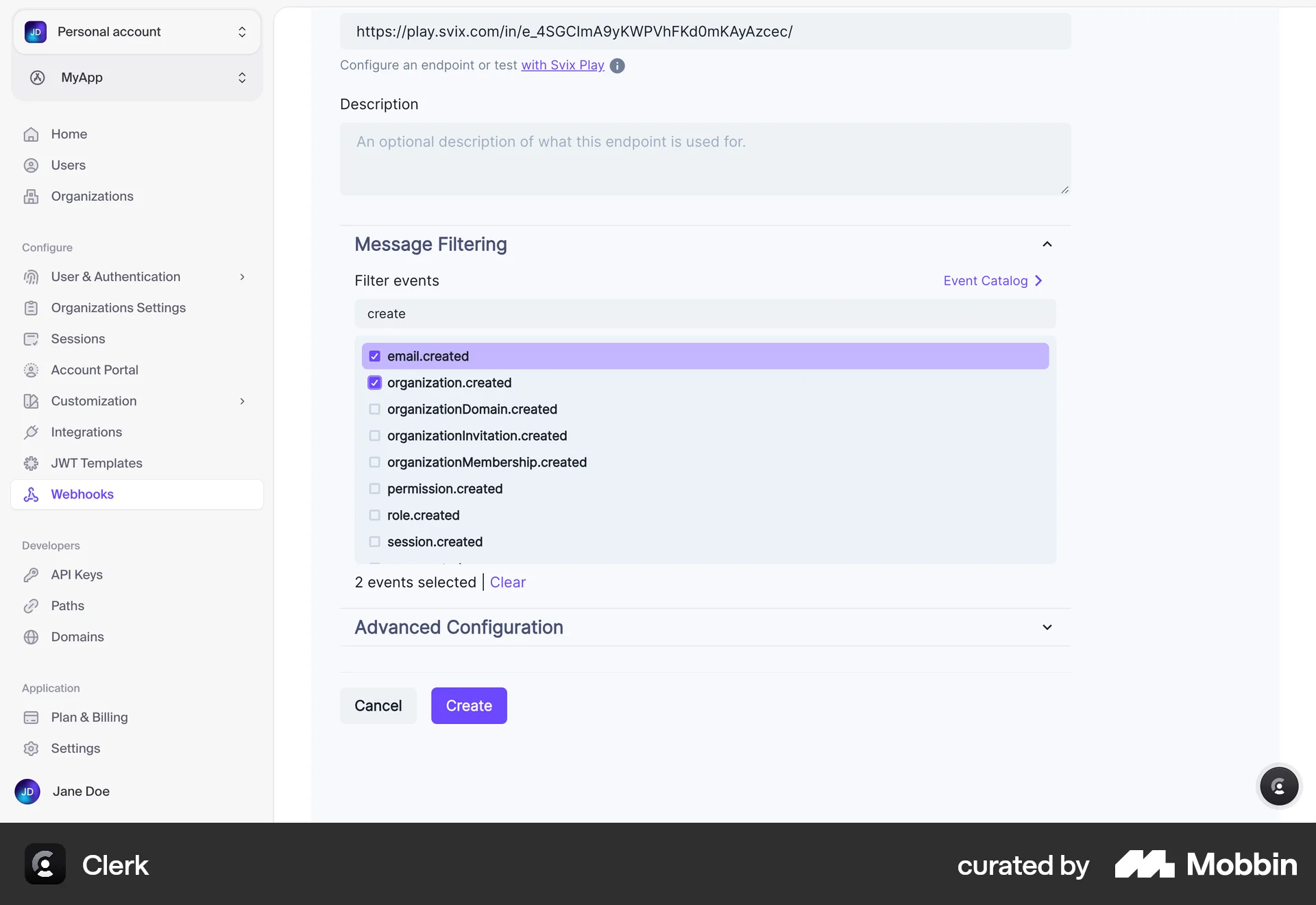 Clerk Web screen containing Checkbox UI element