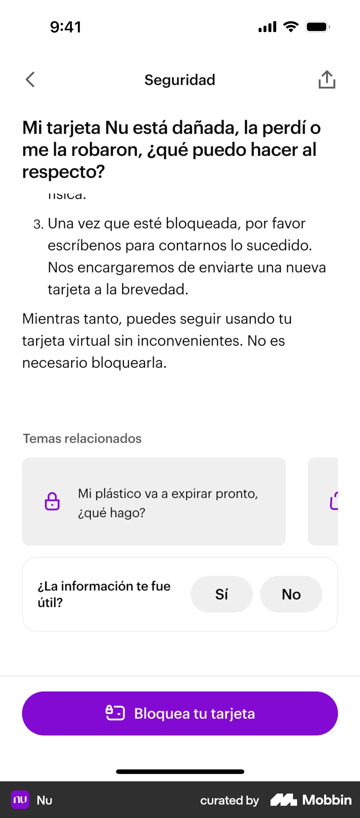 Nu iOS Feedback screen