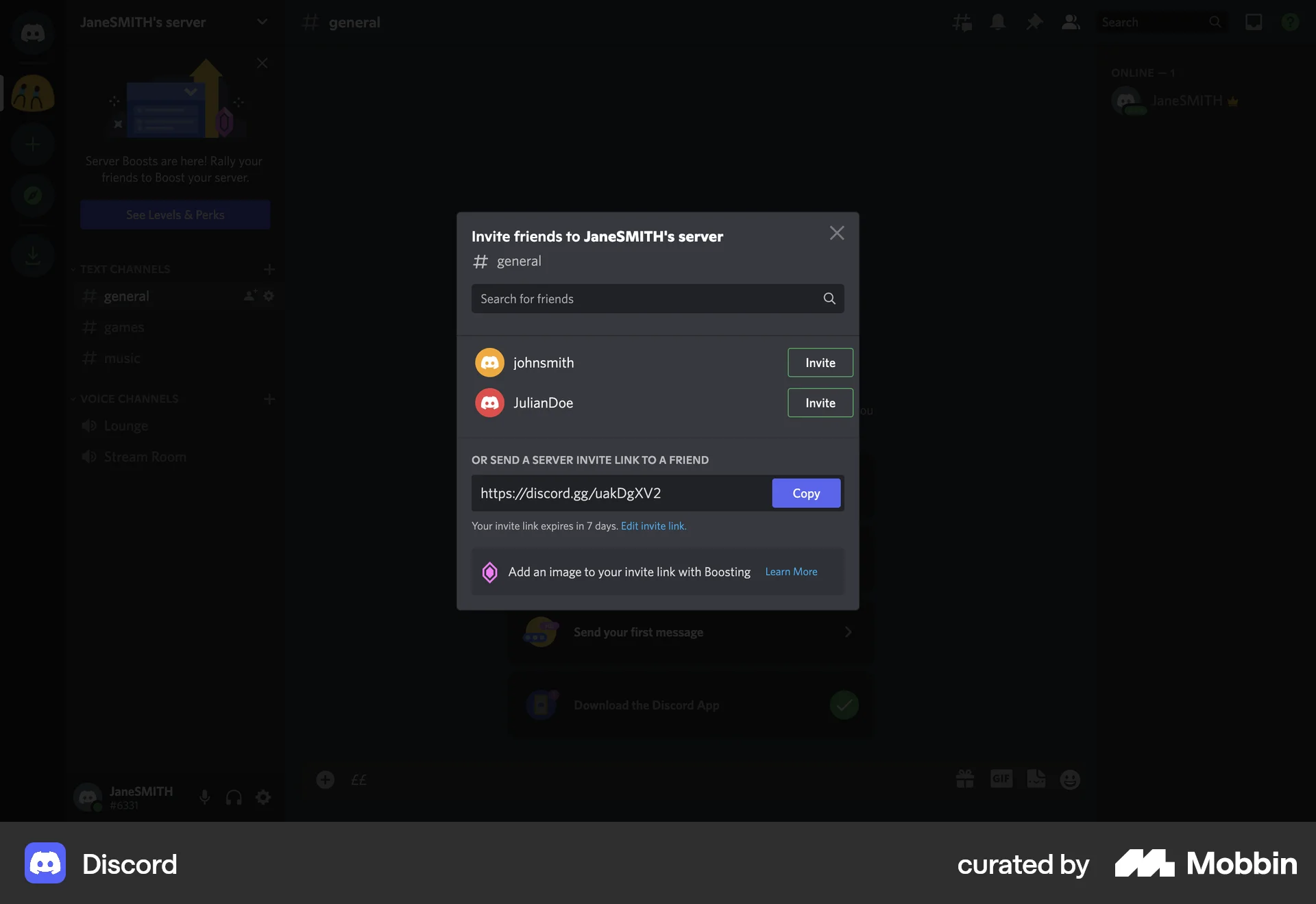 Discord Web Invite & Refer Friends screen