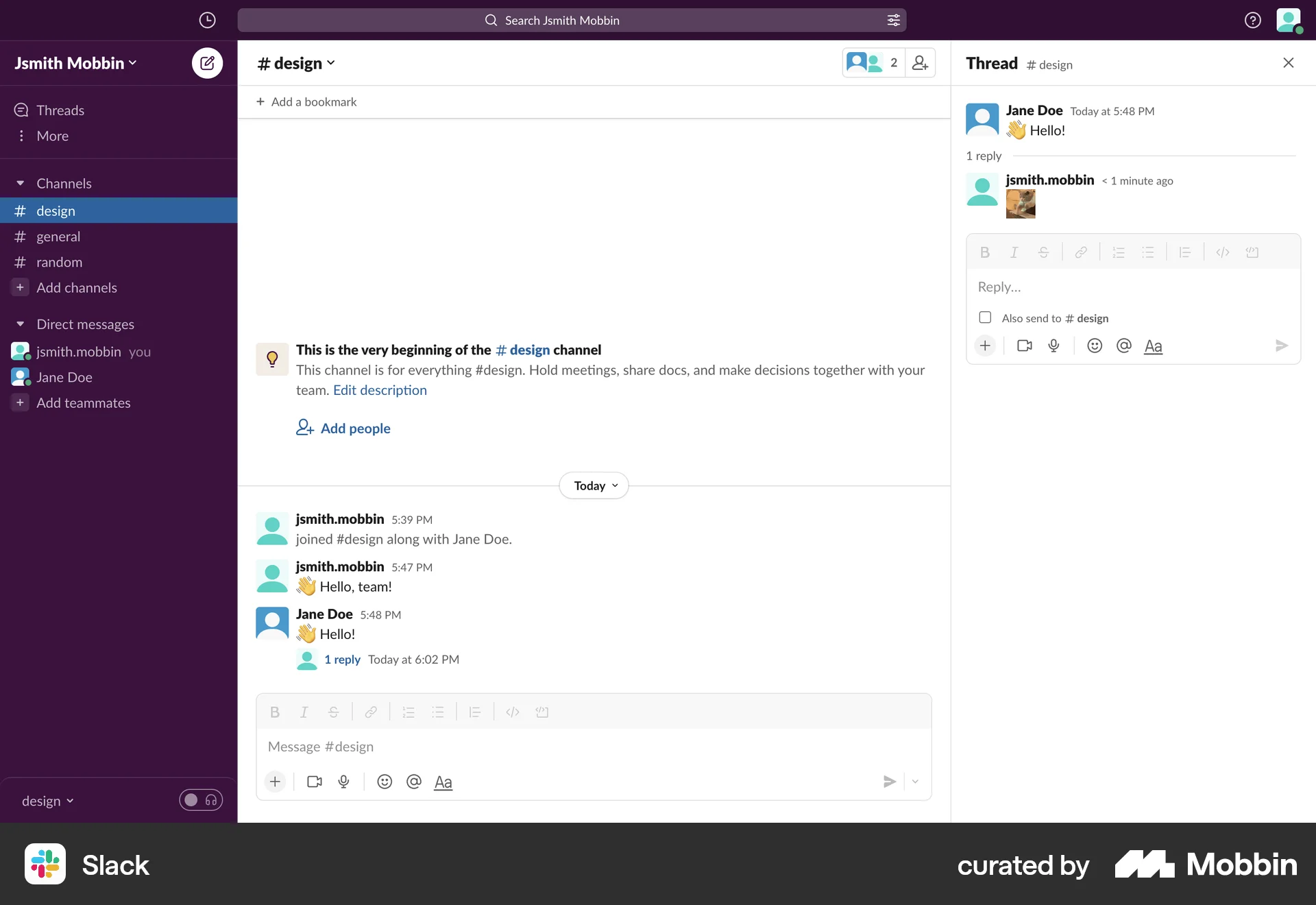 Slack Web Chat Detail screen