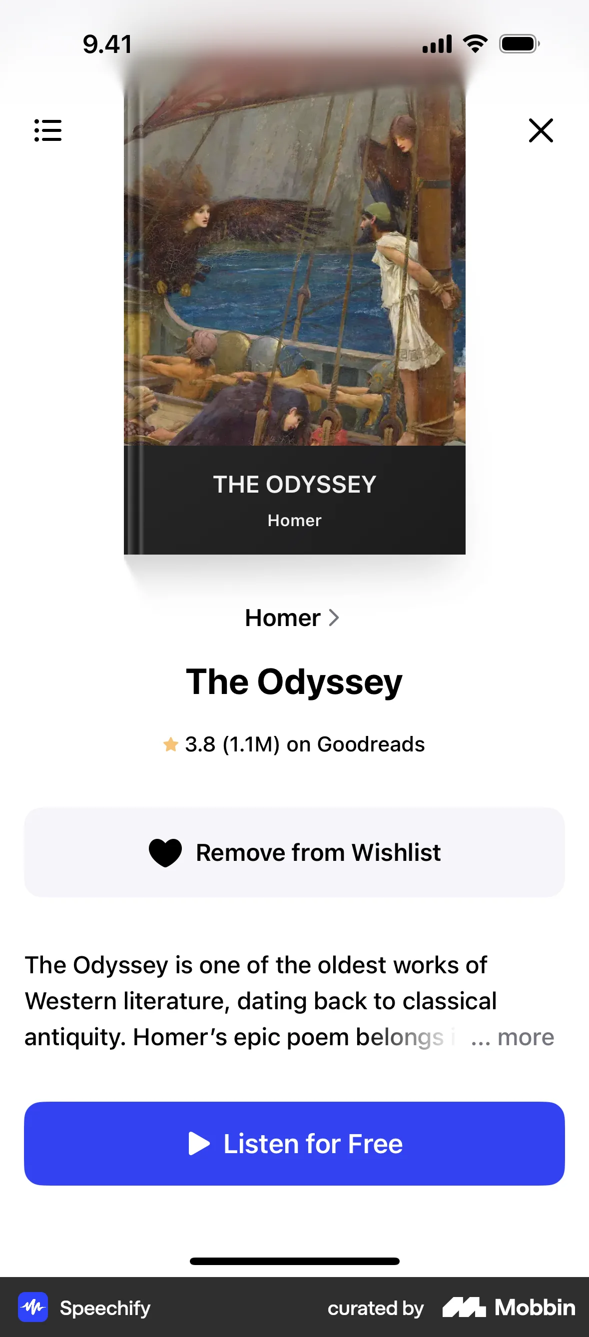 Speechify iOS Favorite & Pin screen