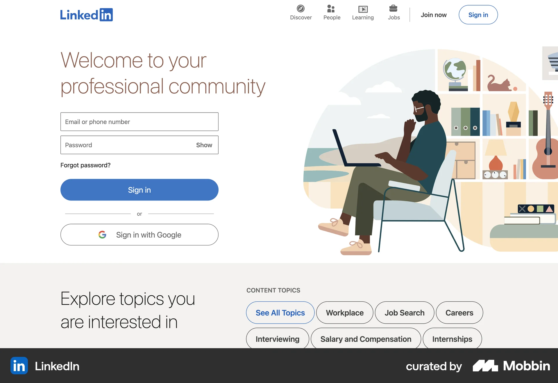 LinkedIn Web Jobs & Recruitment App screen