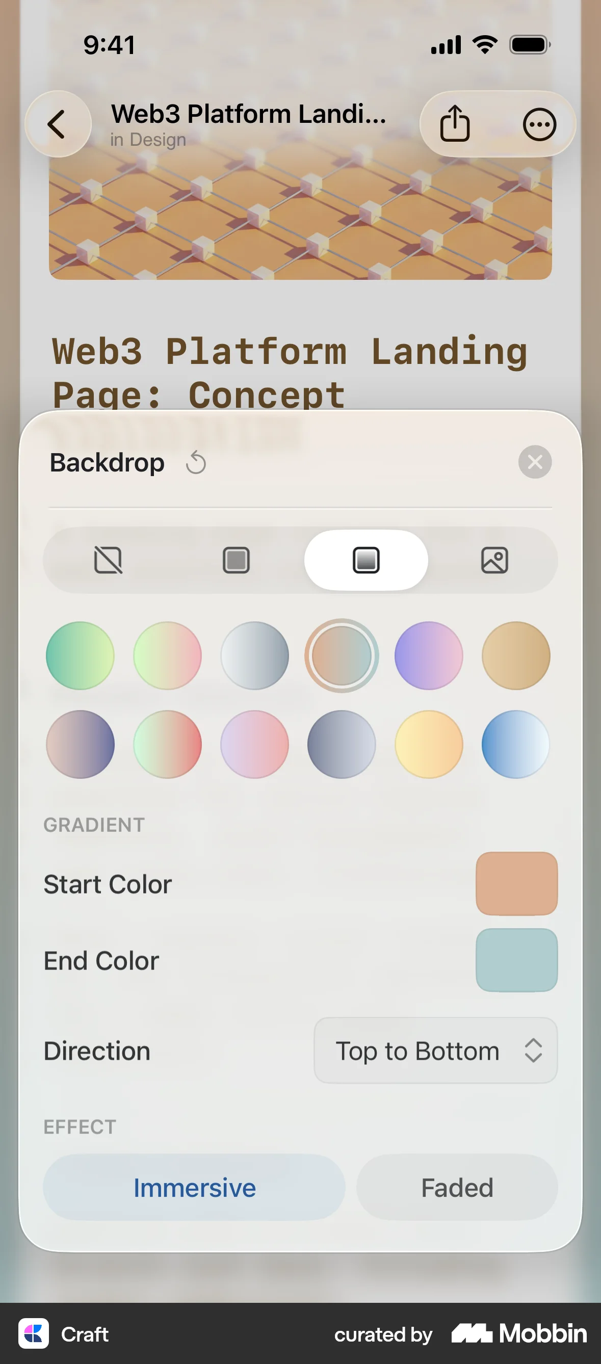 Craft iOS Glassmorphism screen