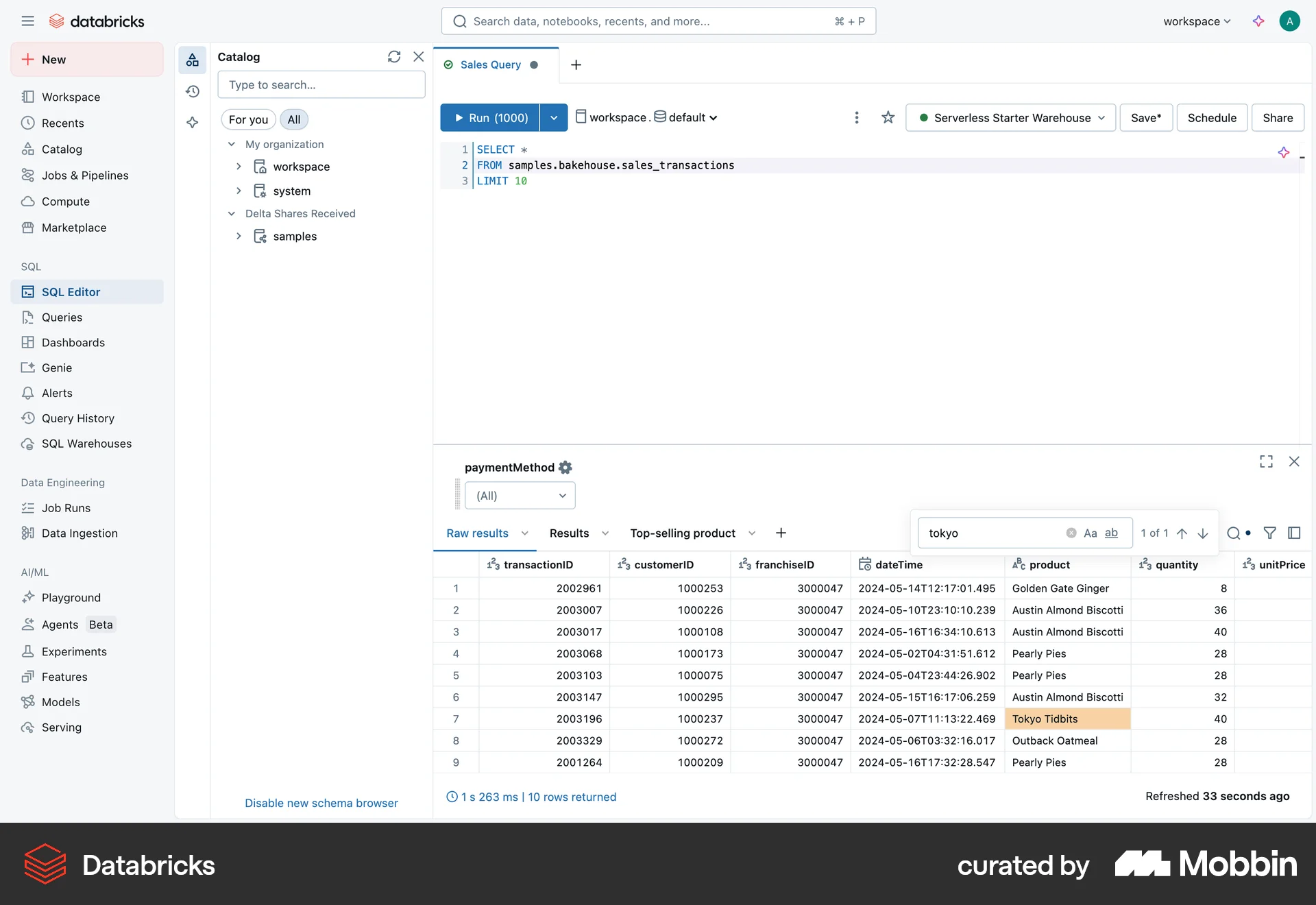 Databricks Web Search screen