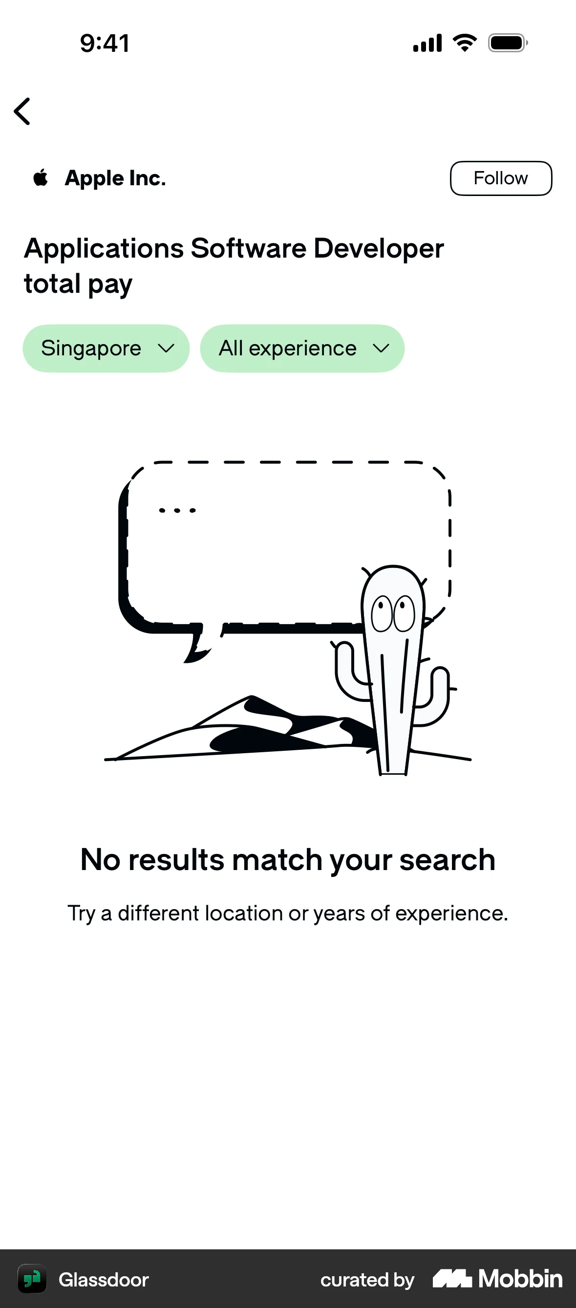 Glassdoor iOS Empty State screen