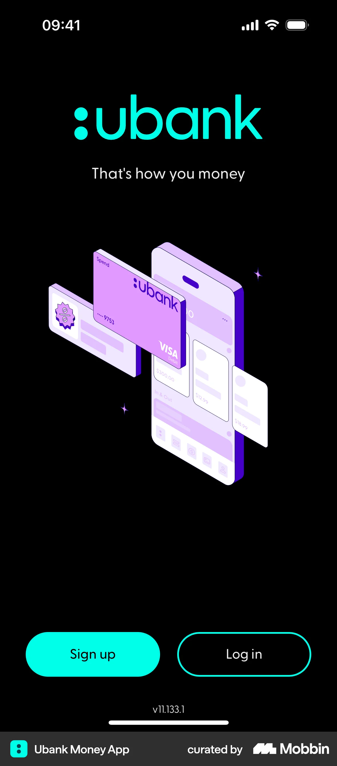 Ubank Money App iOS Welcome & Get Started screen