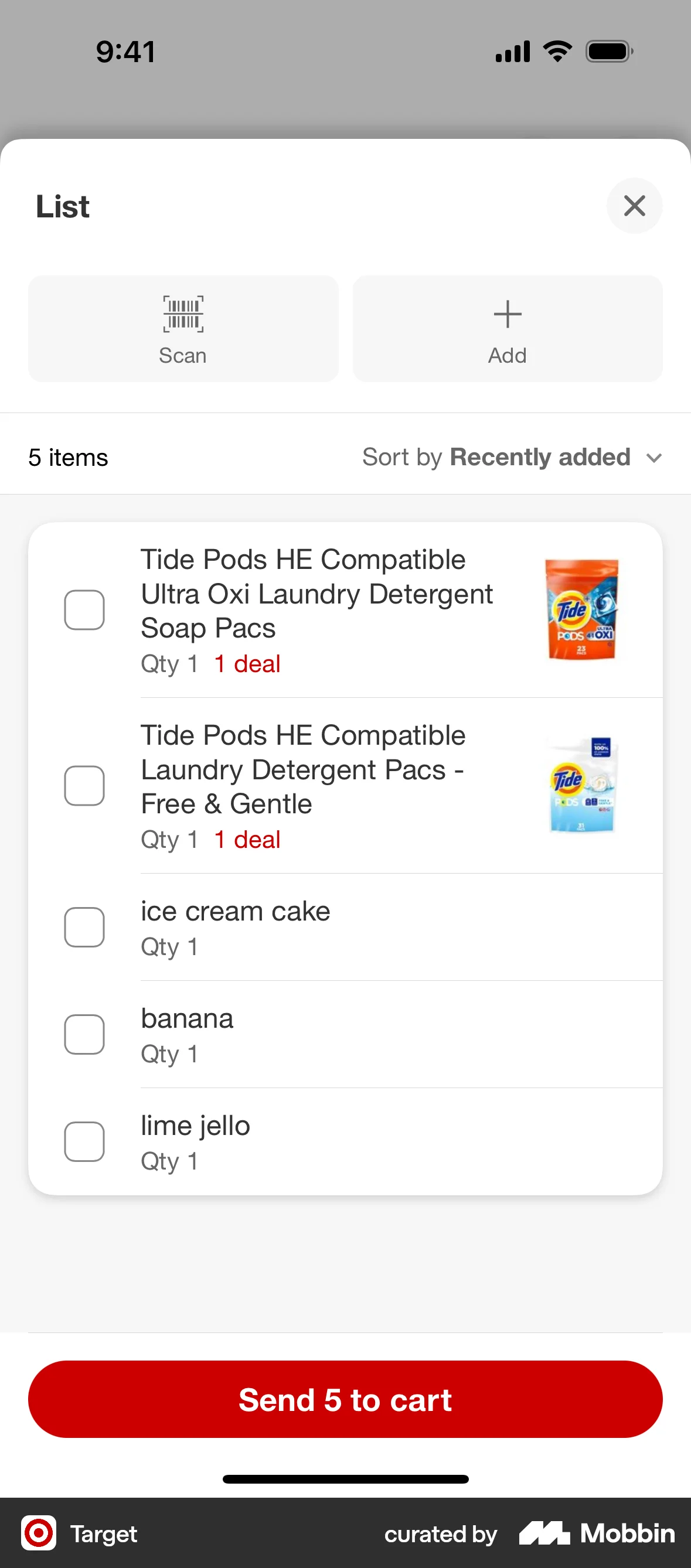 Target iOS Bookmarks & Collections screen