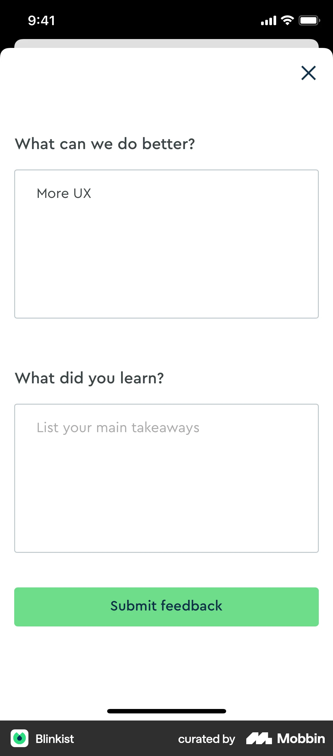 Blinkist iOS Reviews & Ratings screen