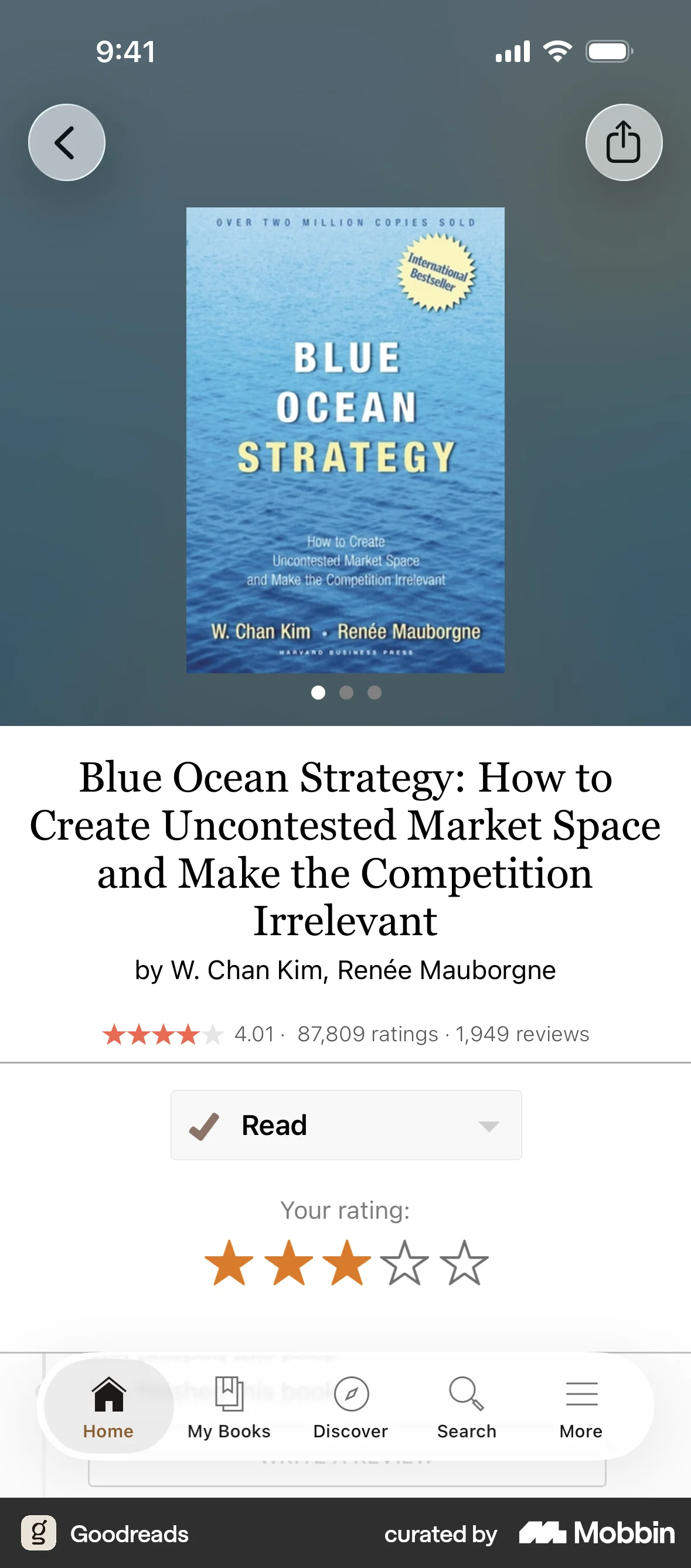 Goodreads iOS screen containing Carousel UI element