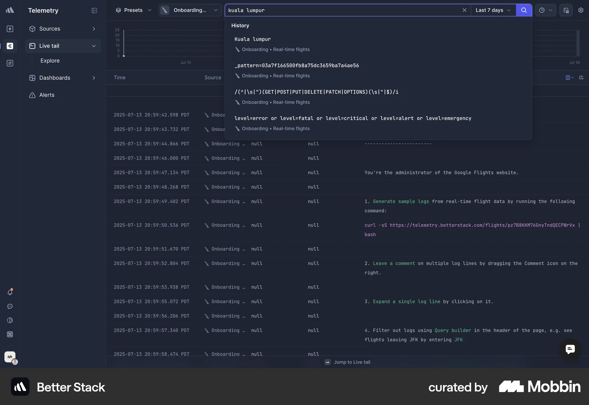 Better Stack Web Search screen