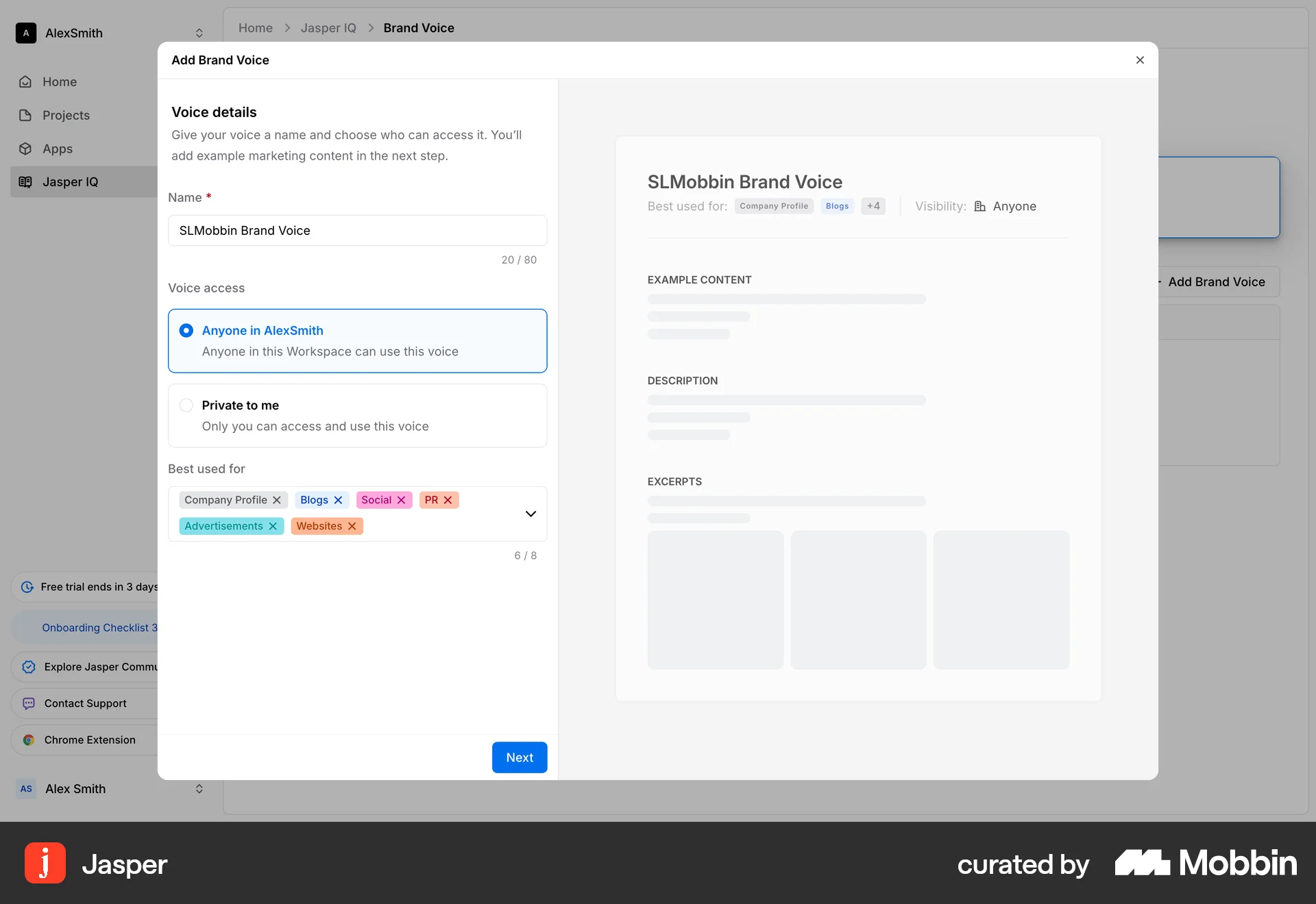 Jasper Web screen containing Radio Button UI element