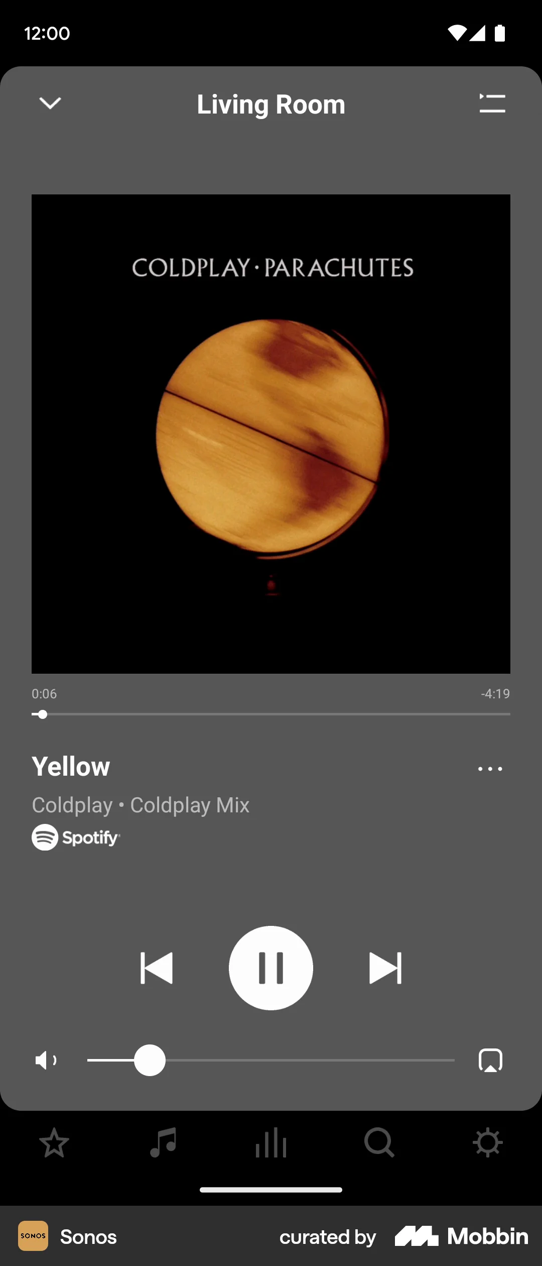 Sonos Android Audio Player screen
