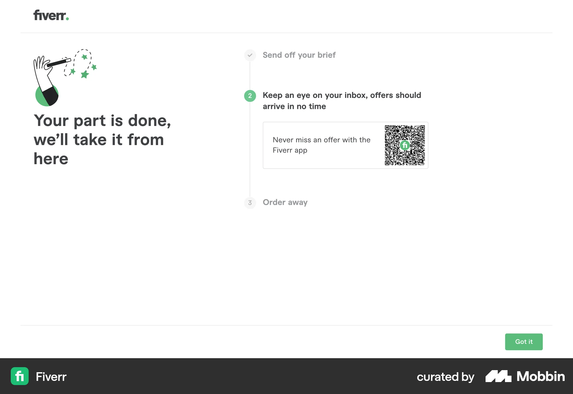 Fiverr Web screen containing Progress Indicator UI element