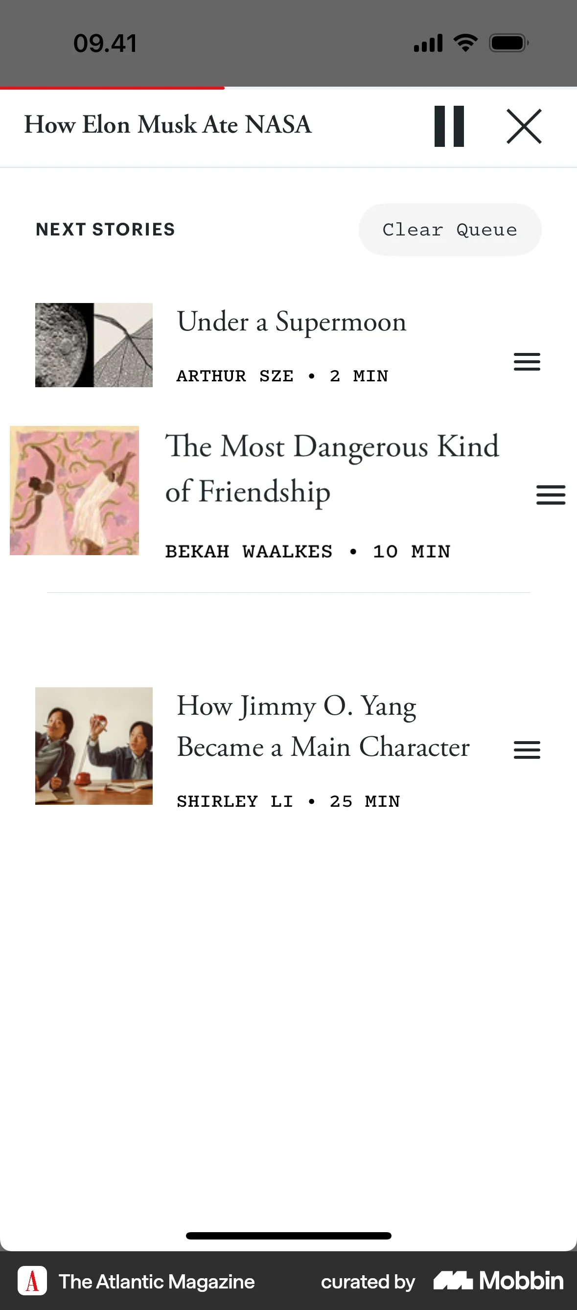The Atlantic Magazine iOS Reorder screen