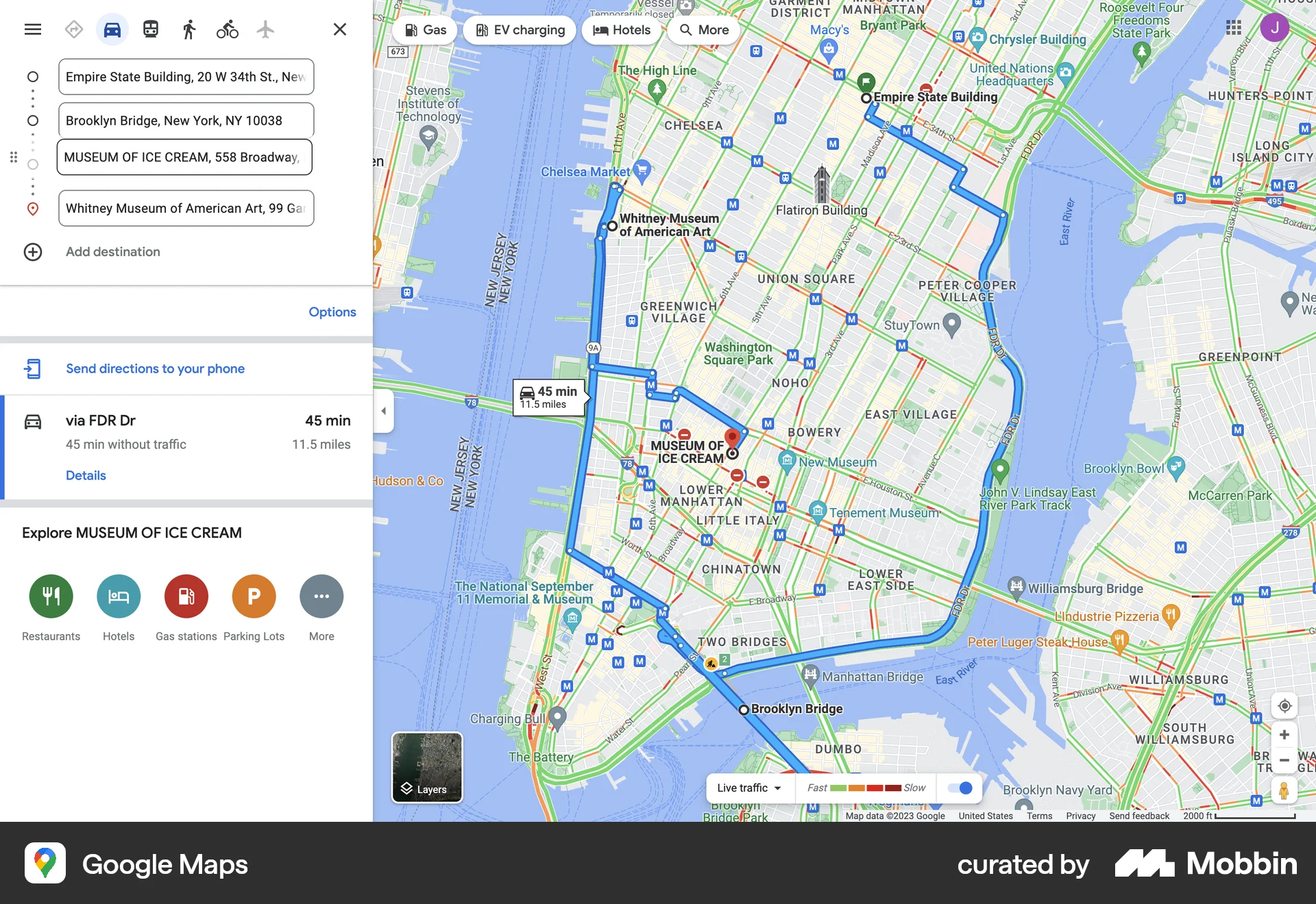 Google Maps Web Reorder screen