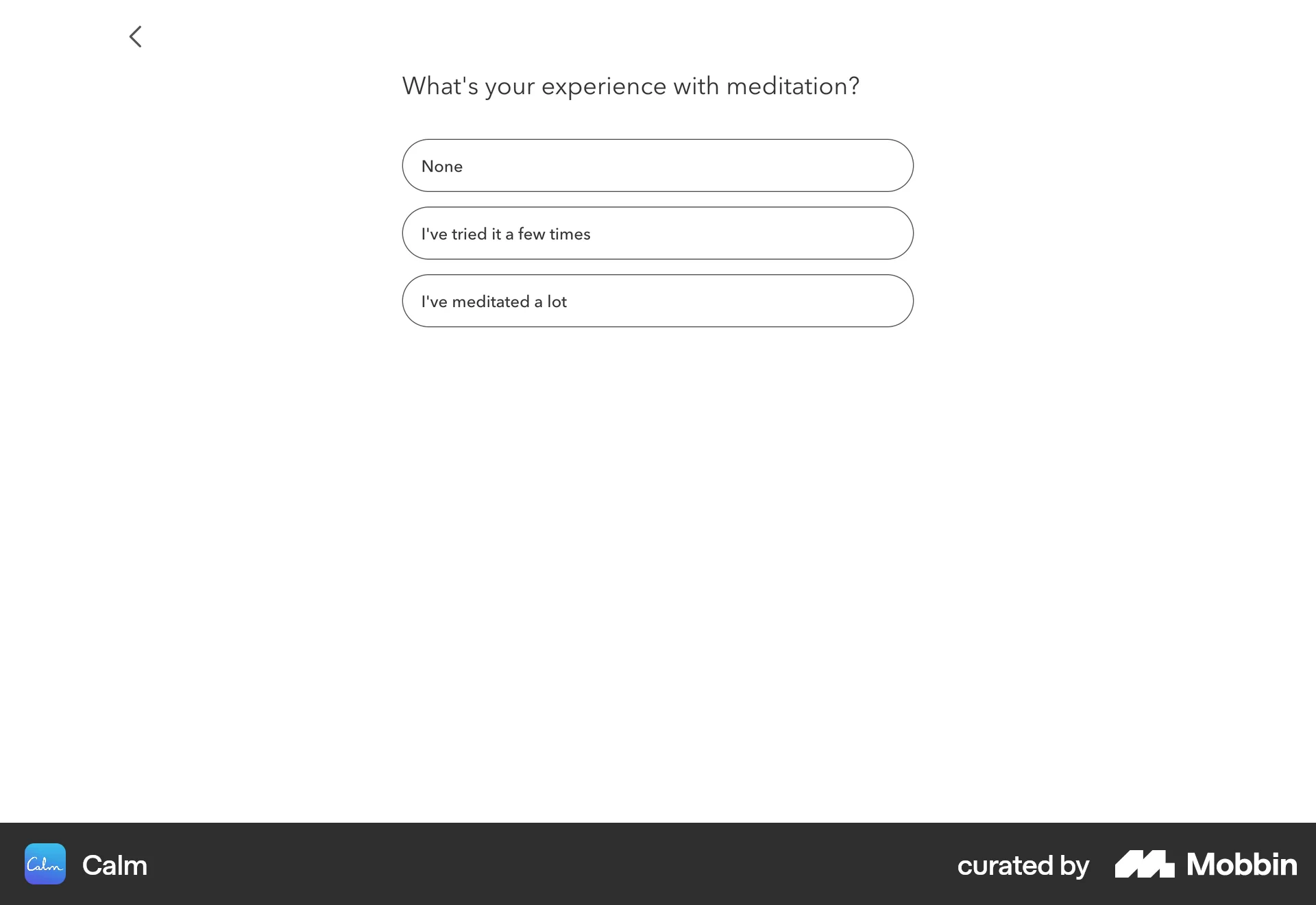 Calm Web Account Setup screen