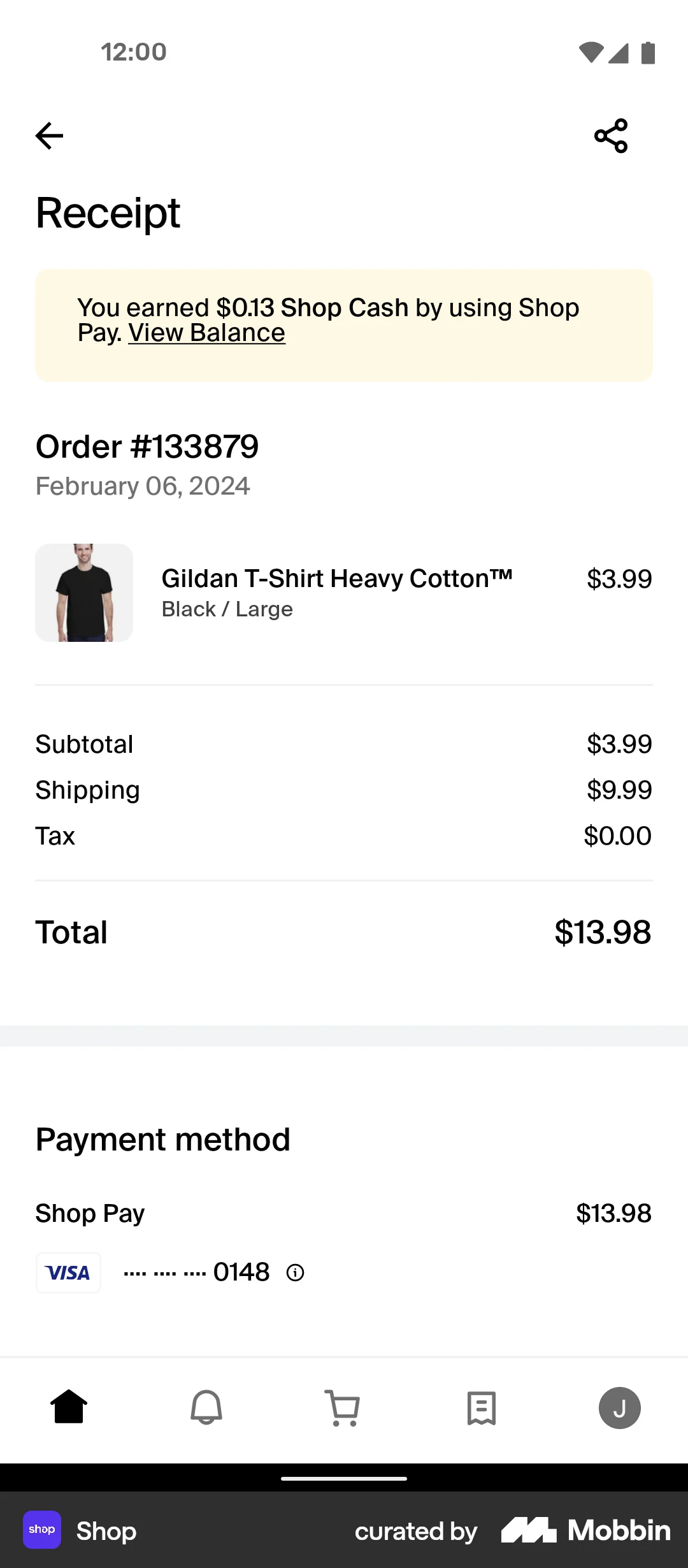 Shop Android Order Detail screen
