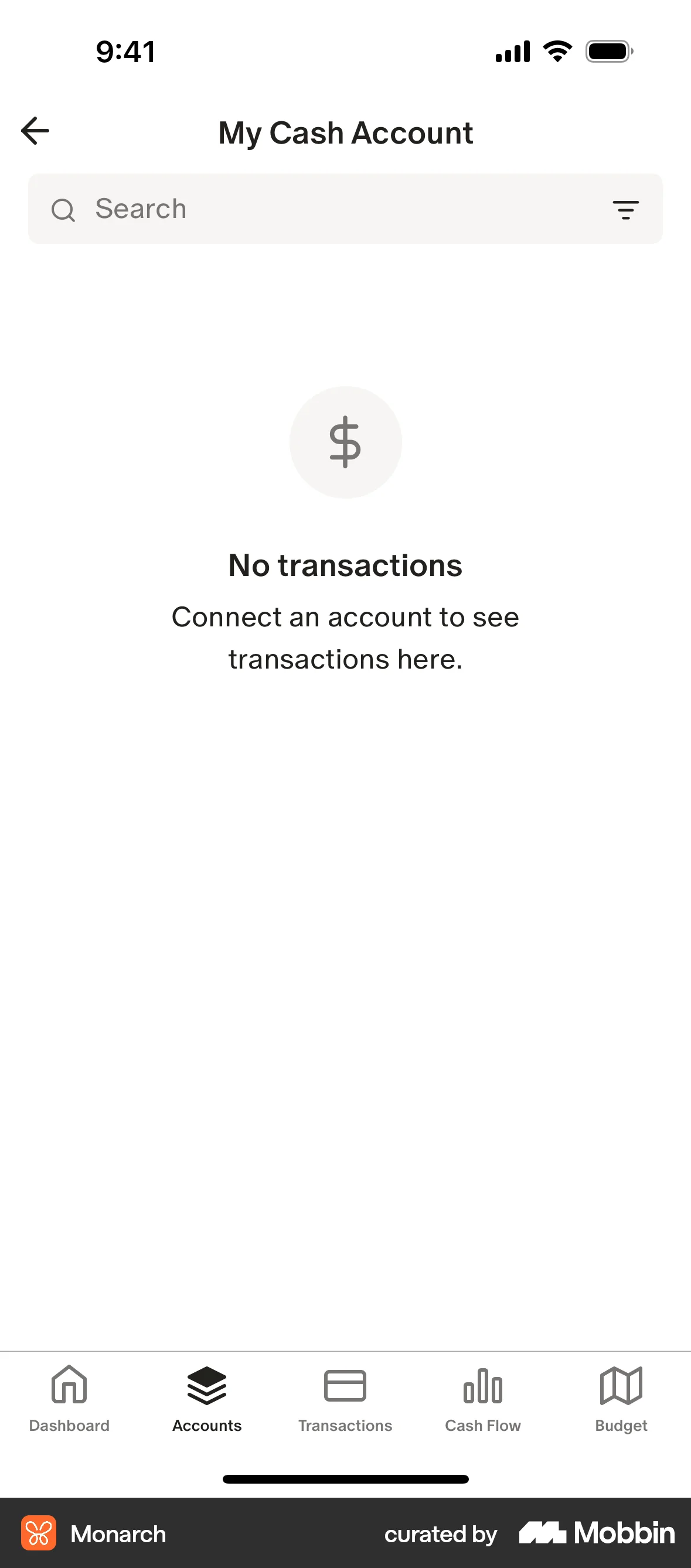 Monarch iOS Empty State screen