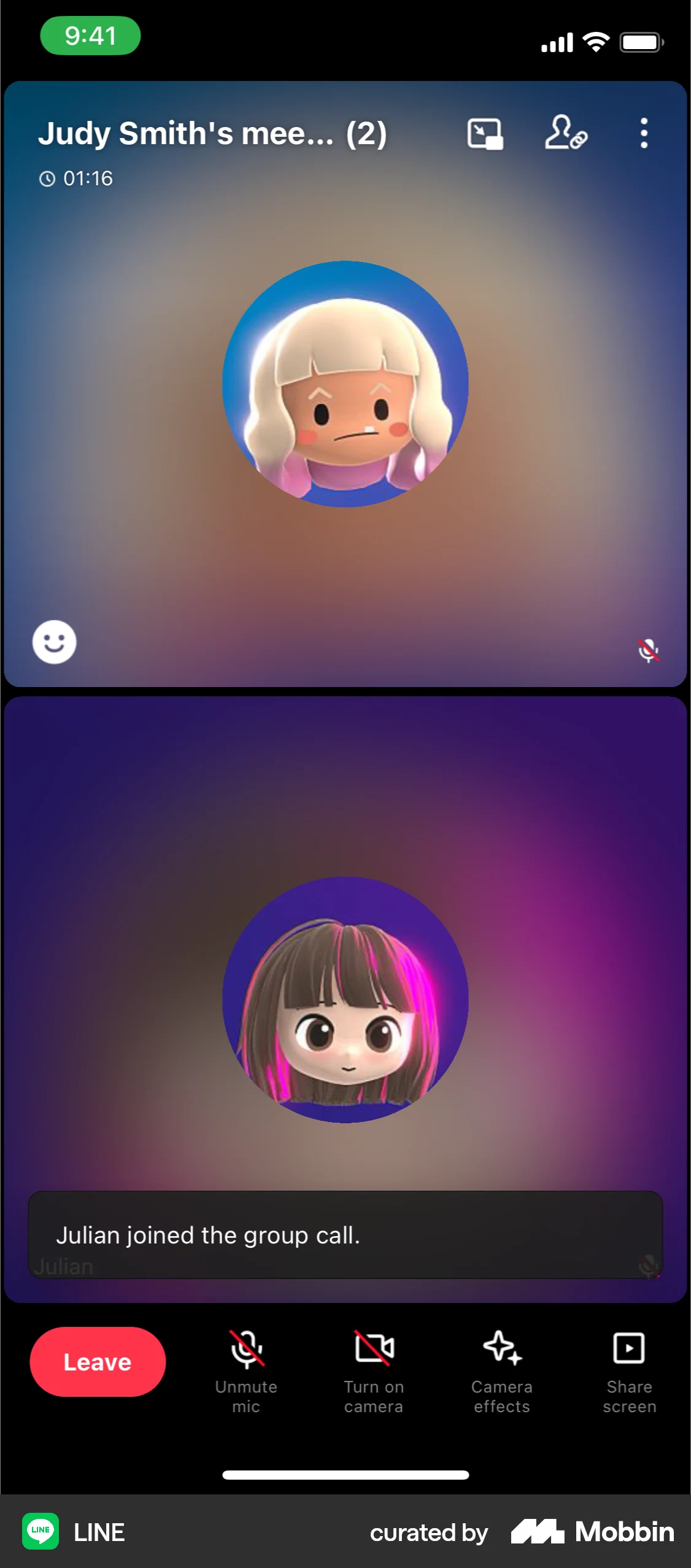 LINE iOS Call screen