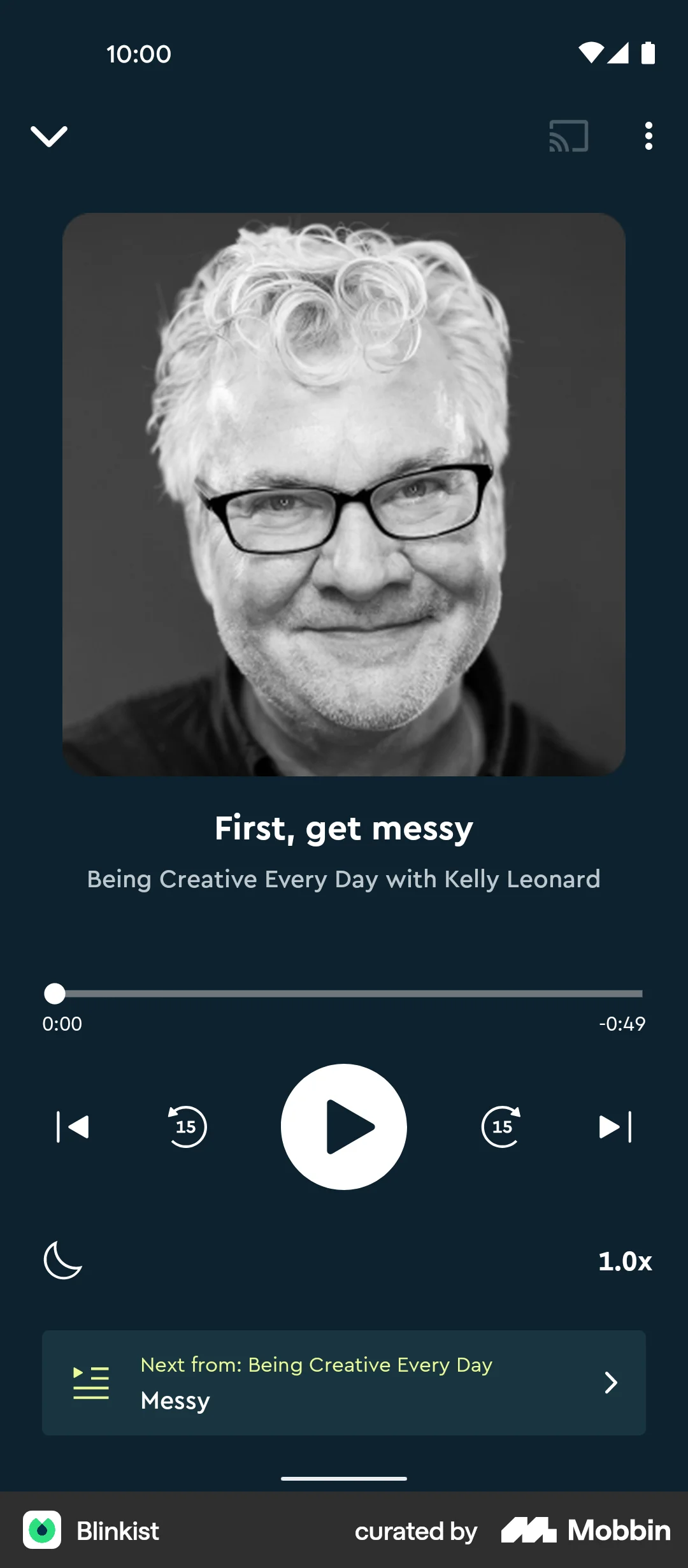 Blinkist Android Audio Player screen